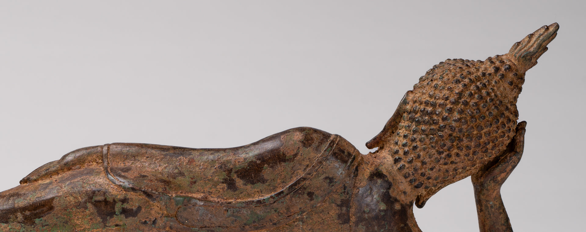 Buddha Statue - Antique Thai Style Bronze Sukhothai Reclining Nirvana Buddha Statue - 43cm/17"