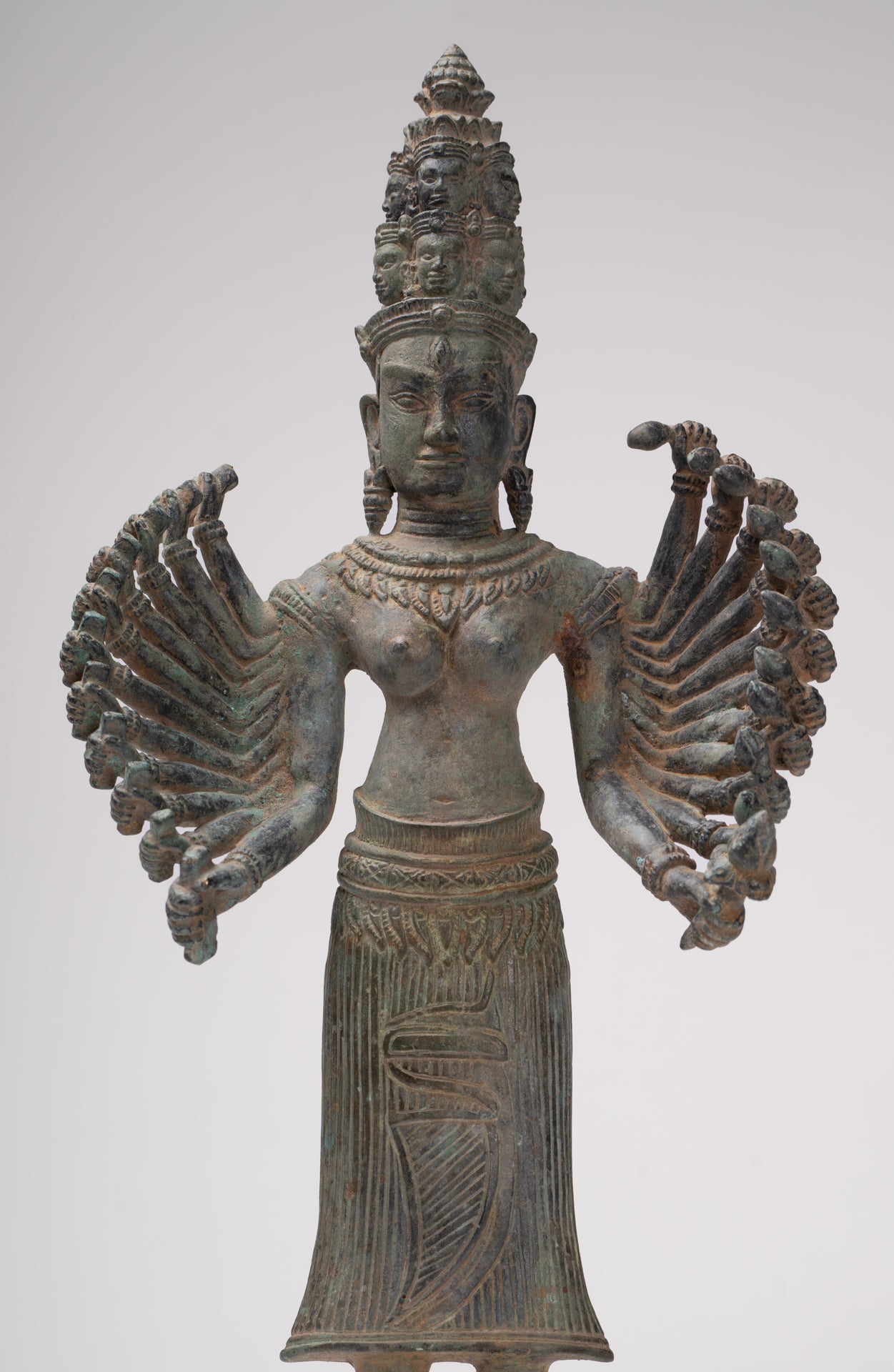 Deity Statue - Antique Khmer Style Bayon Prajnaparamita Statue / Goddess - 36cm/14"