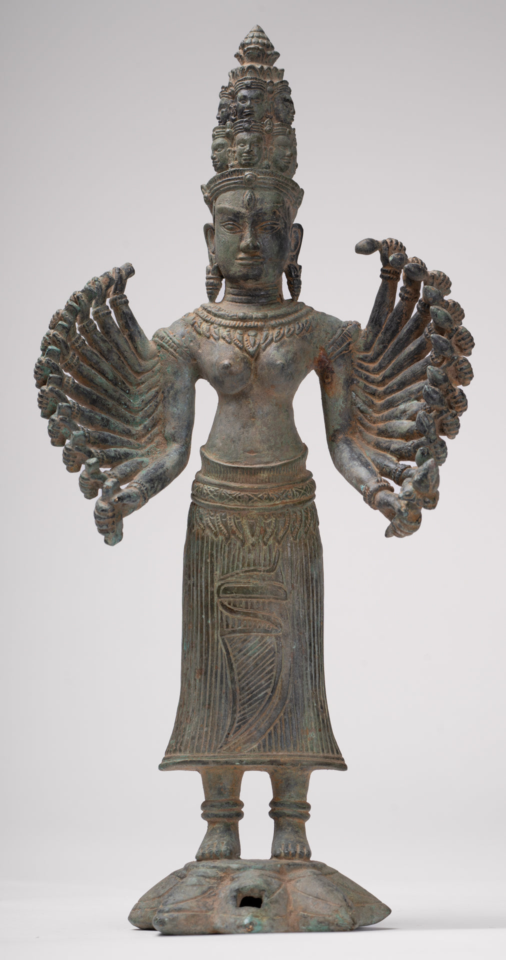 Deity Statue - Antique Khmer Style Bayon Prajnaparamita Statue / Goddess - 36cm/14"