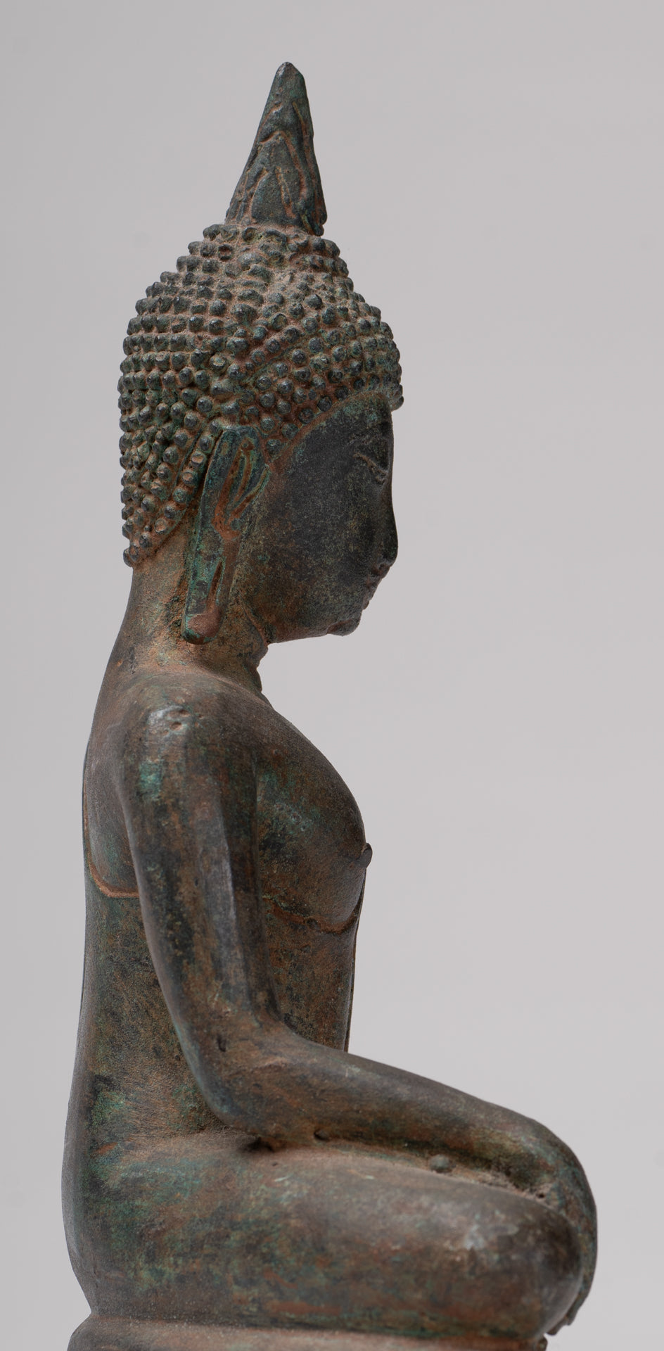 Buddha Statue - Antique Ayutthaya Style Seated Enlightenment Buddha Statue - 23cm/9"