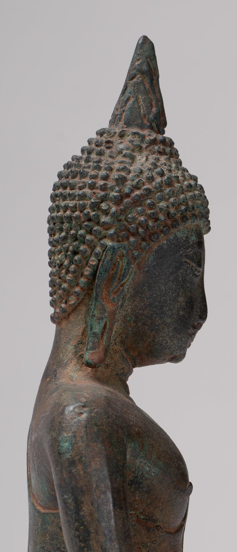 Buddha Statue - Antique Ayutthaya Style Seated Enlightenment Buddha Statue - 23cm/9"