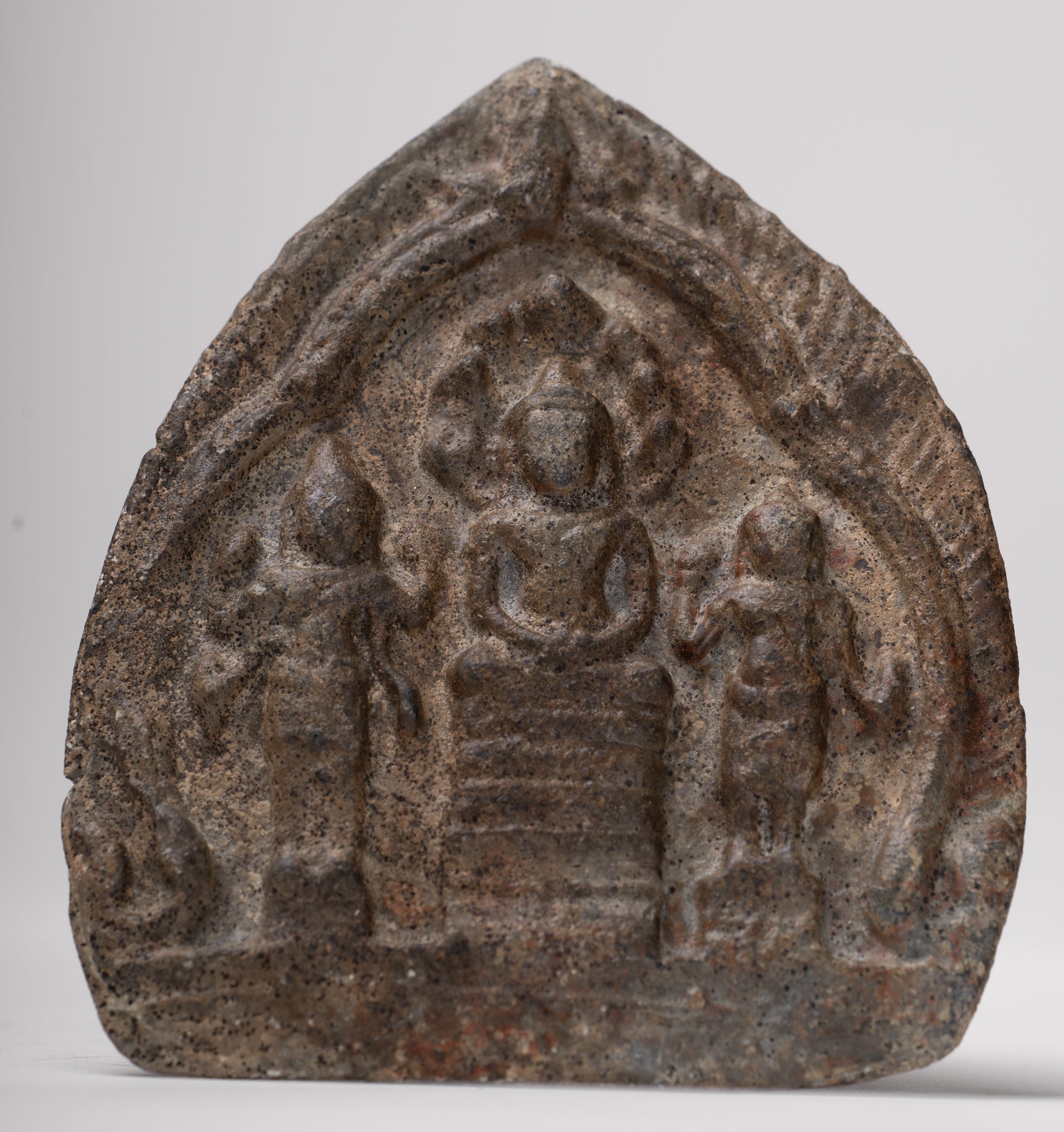 Votive Panel - Antique Khmer Style Bronze Naga Buddha Votive Panel - 10.5cm/4"