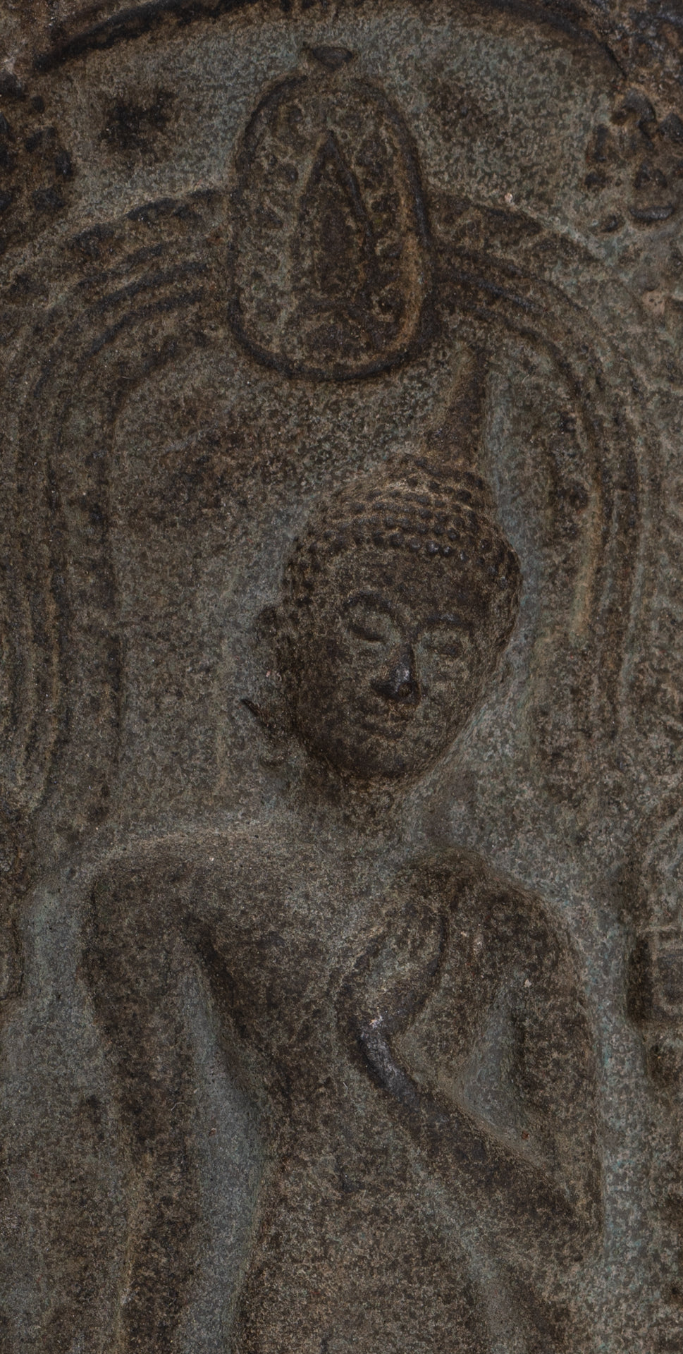 Votive Panel - Antique Thai Style Bronze Walking Buddha Votive Panel - 16cm/6"