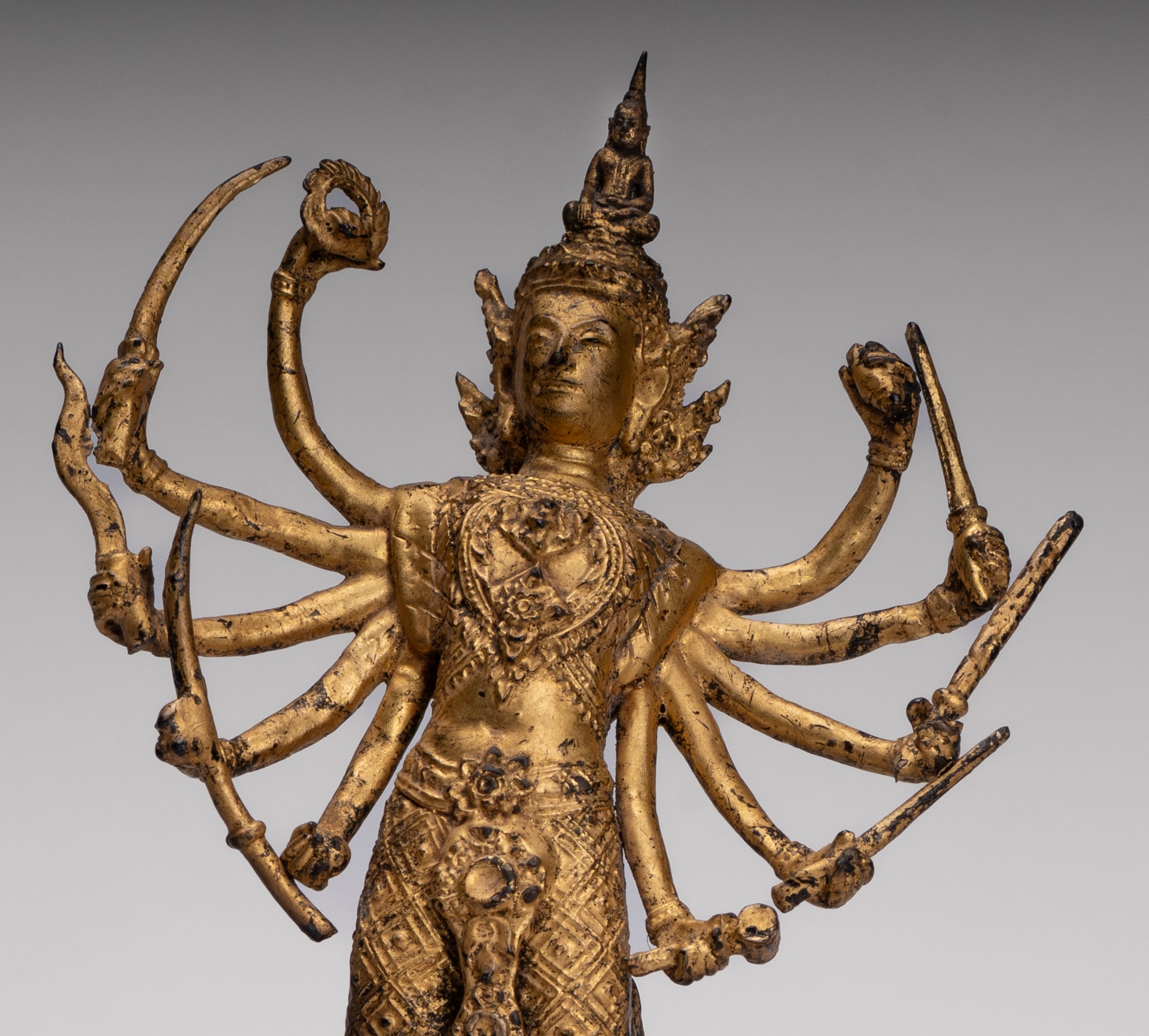 Shiva and Nandi - Antique Thai Style Rattanakosin Shiva and Nandi Statue - 27cm/11"