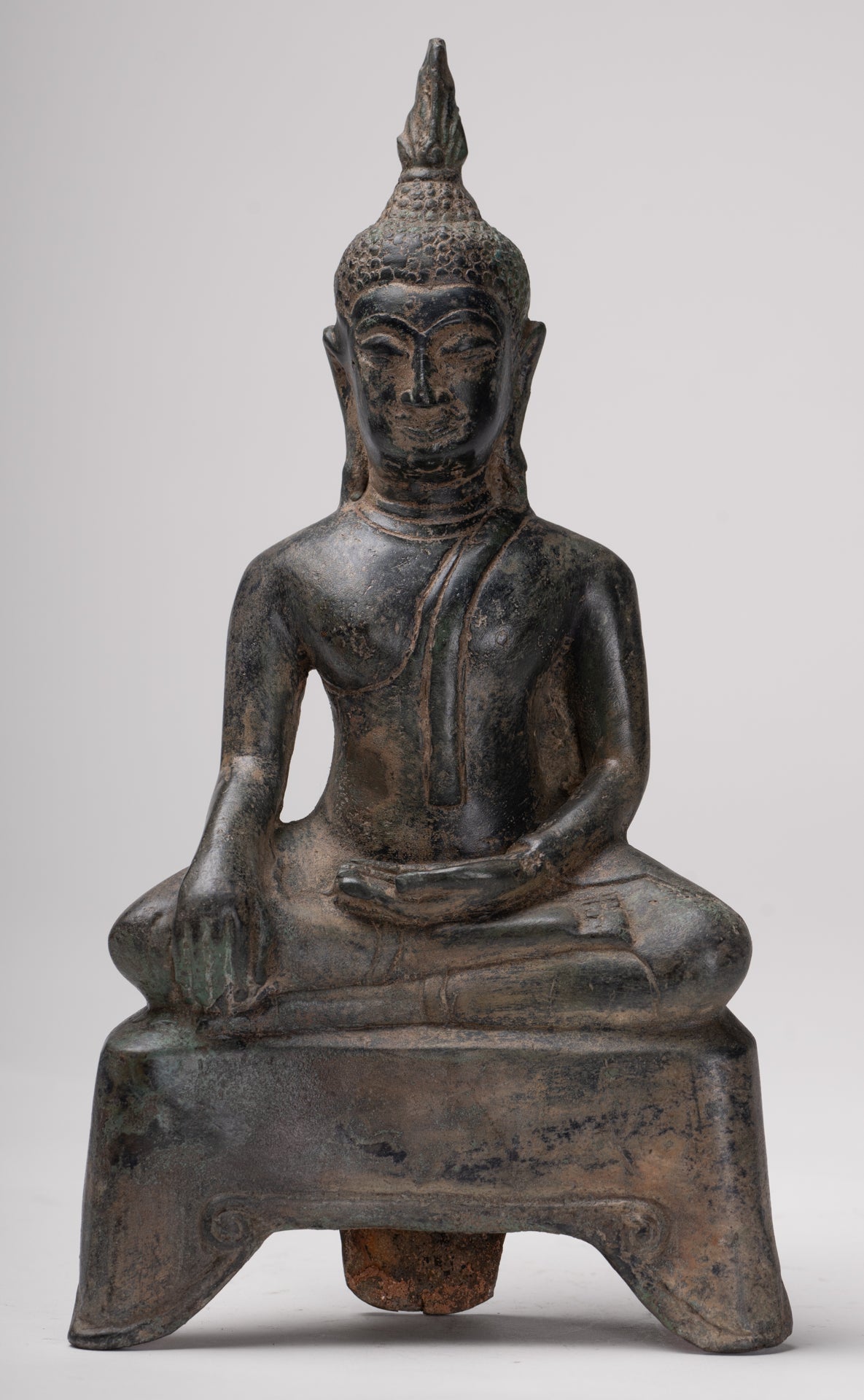 Buddha Statue - Antique U Thong Style Bronze Enlightenment Buddha Statue - 24cm/10"