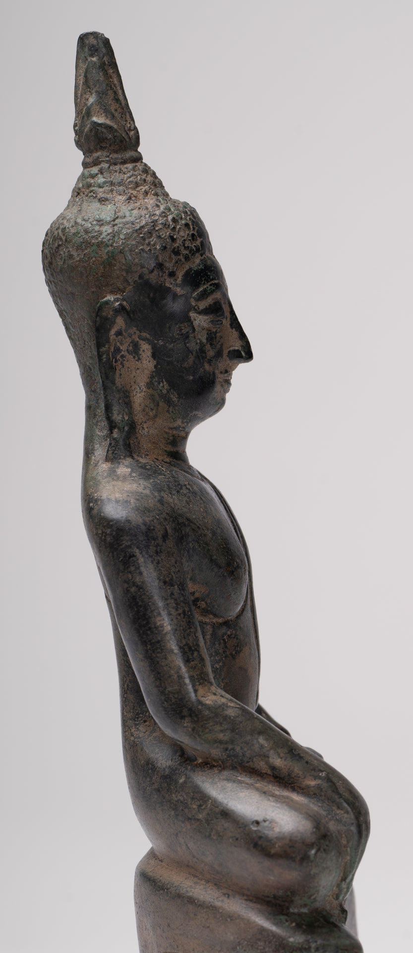 Buddha Statue - Antique U Thong Style Bronze Enlightenment Buddha Statue - 24cm/10"