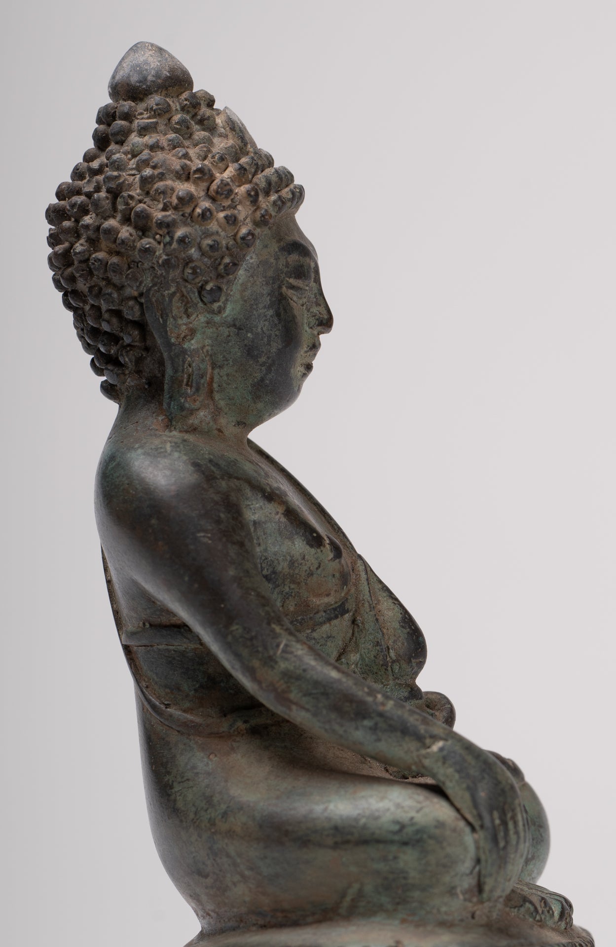 Buddha Statue - Antique Chinese Style Seated Bronze Enlightenment Buddha - 16cm/6"