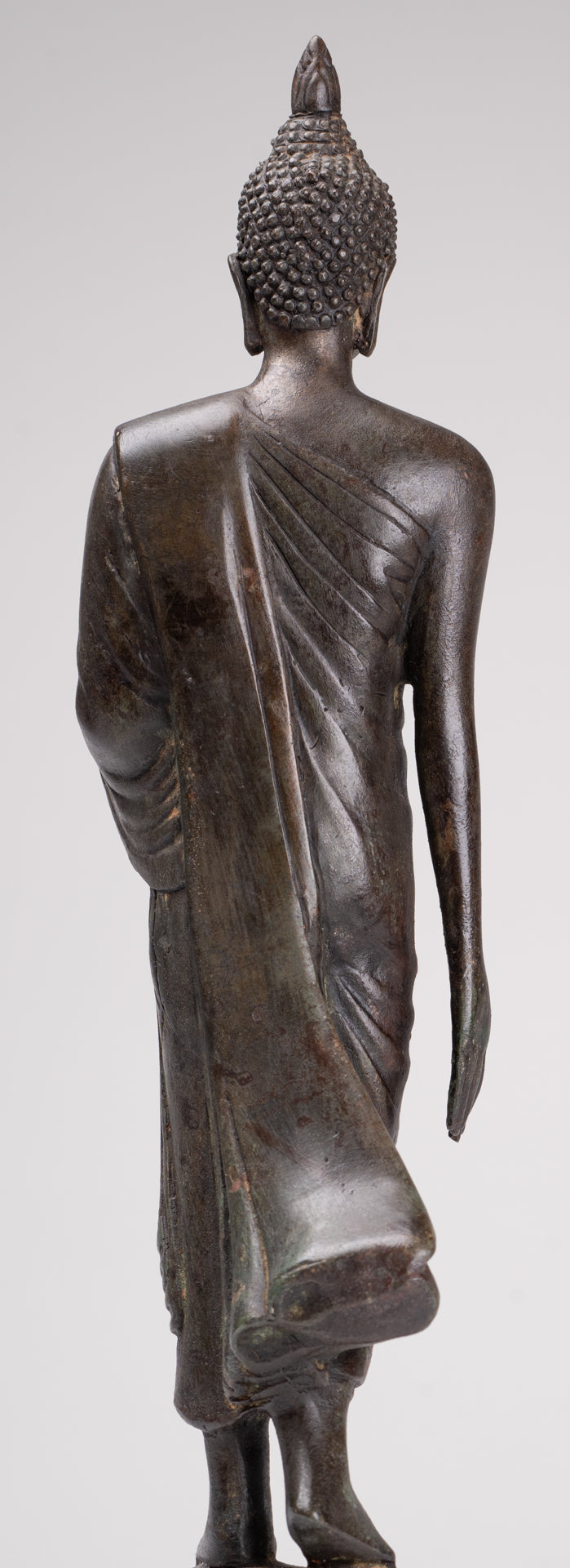 Antique Sukhothai Style Standing Bronze Protection Walking Buddha Statue - 33cm/13"
