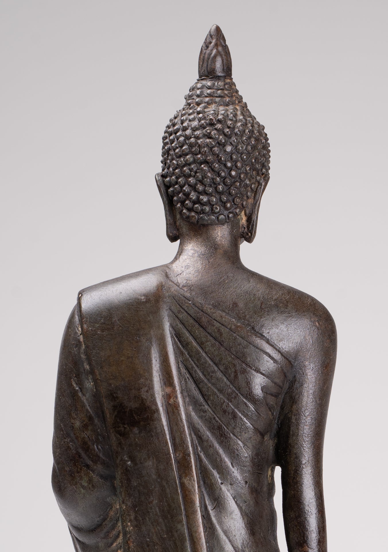 Antique Sukhothai Style Standing Bronze Protection Walking Buddha Statue - 33cm/13"