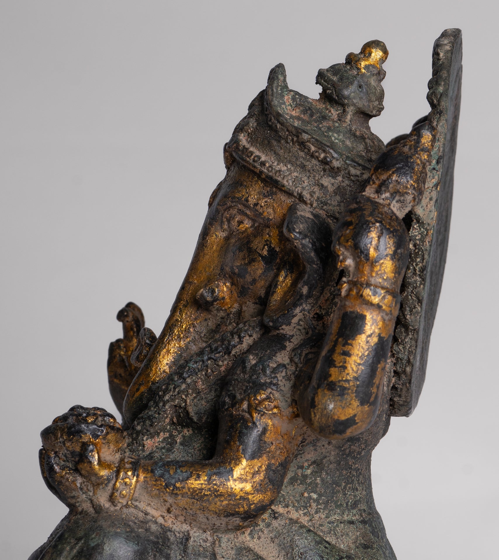 Ganesh - Antique Thai Style Bronze Seated Ganesha - 23cm/9"