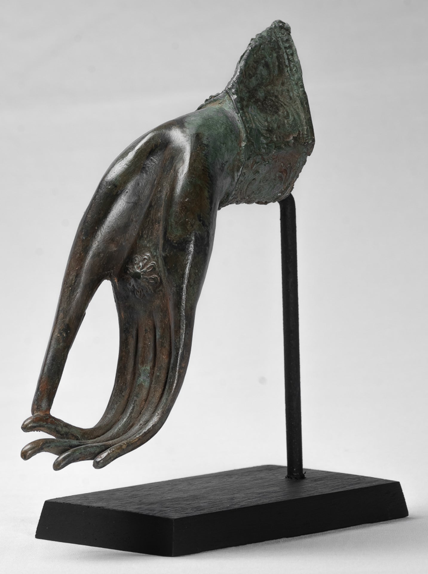 Mounted Antique Thai Style Southeast Asia Bronze Thai Teaching Hand - 25cm/10"