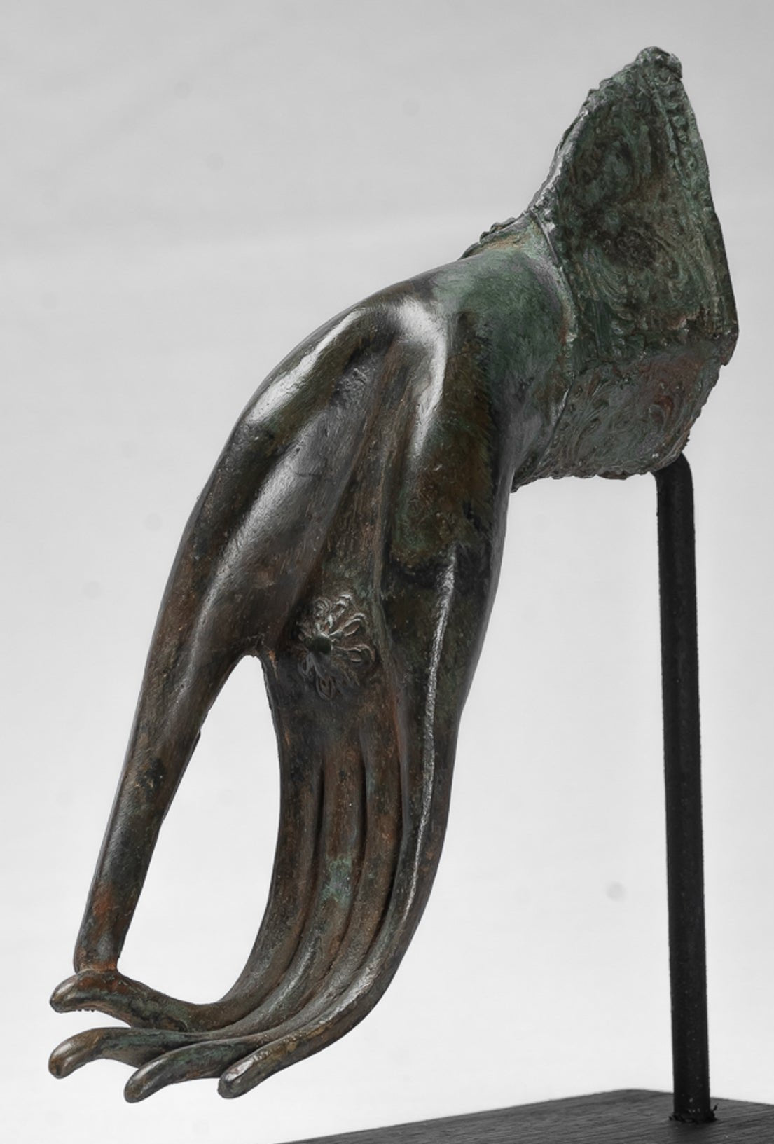Mounted Antique Thai Style Southeast Asia Bronze Thai Teaching Hand - 25cm/10"