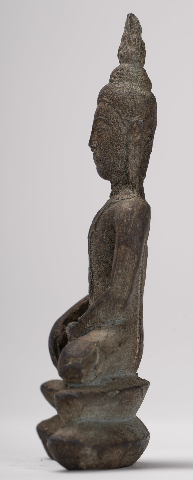Buddha Statue - Antique Ayutthaya Style Seated Enlightenment Buddha Statue - 12.5cm/5"