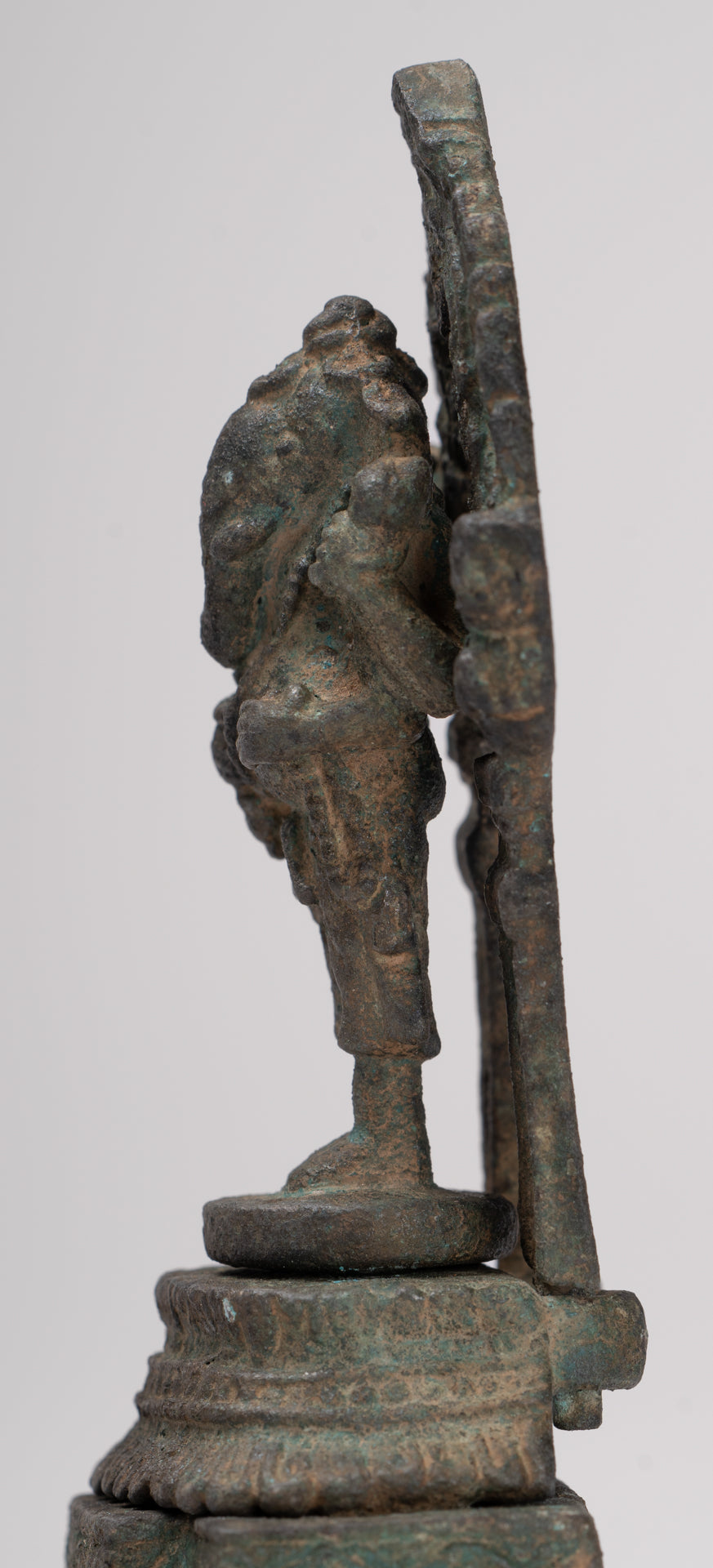 Ganesha Statue - Antique Thai Style Enthroned Bronze Standing Ganesha Statue - 11.5cm/5"