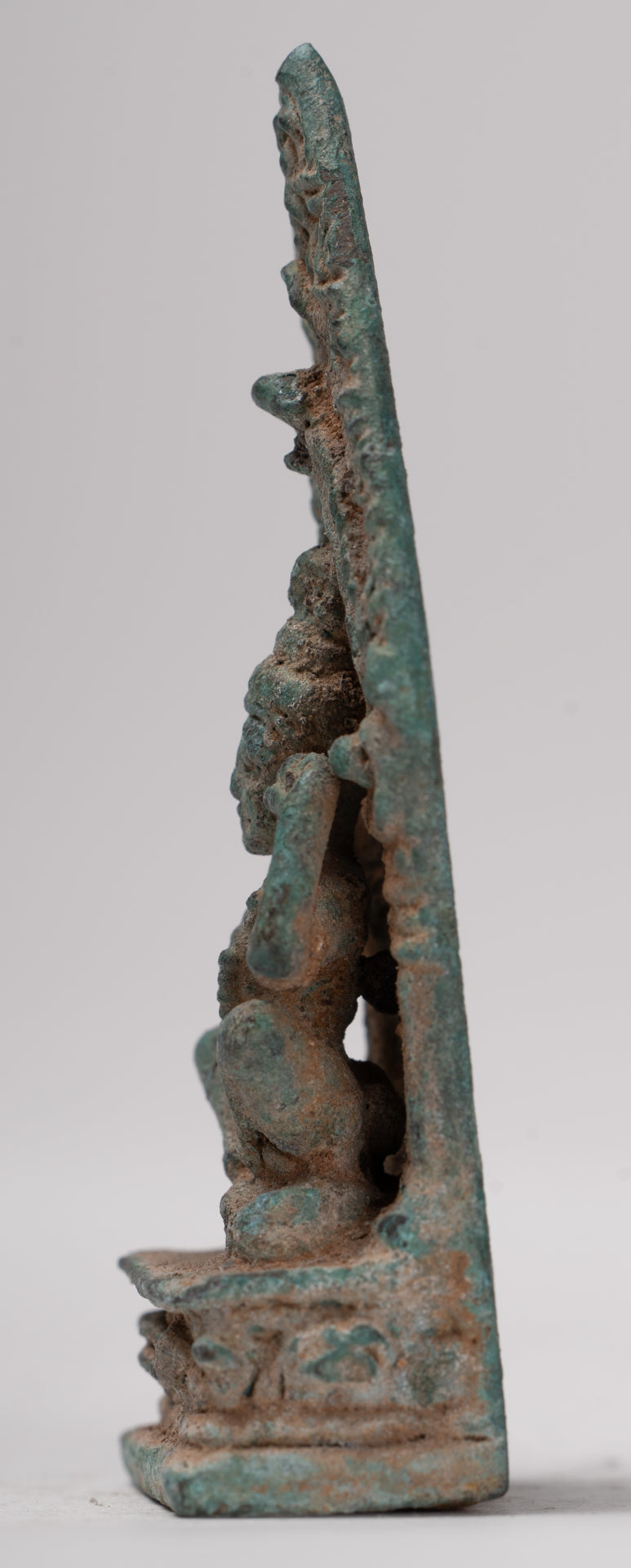 Vishnu Statue - Antique Khmer Style Bronze Seated 'Hear No Evil' Statue - 7.5cm / 3"