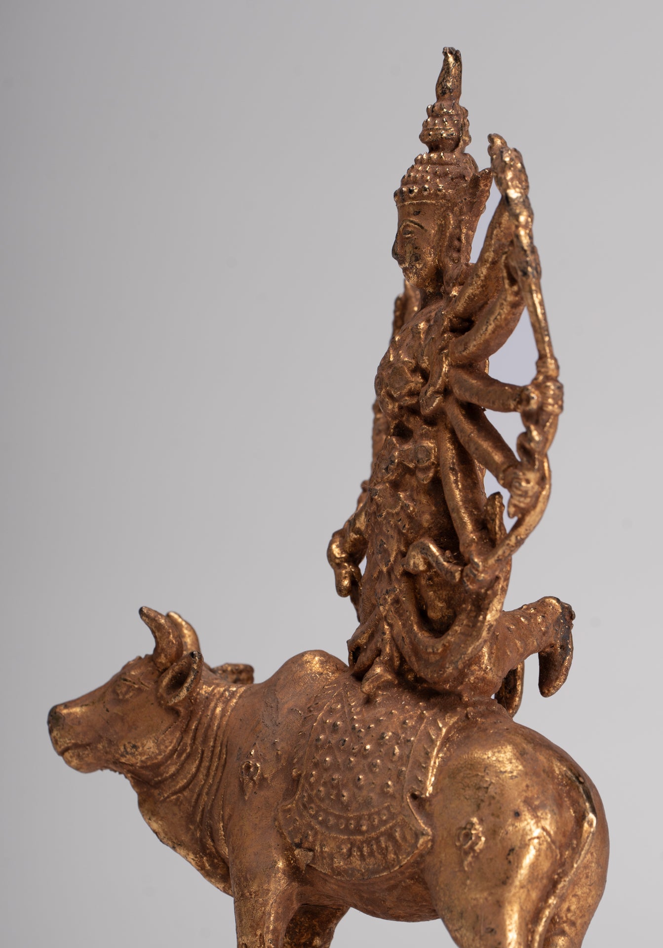 Shiva and Nandi - Antique Thai Style Rattanakosin Shiva and Nandi Statue - 19.5cm/8"