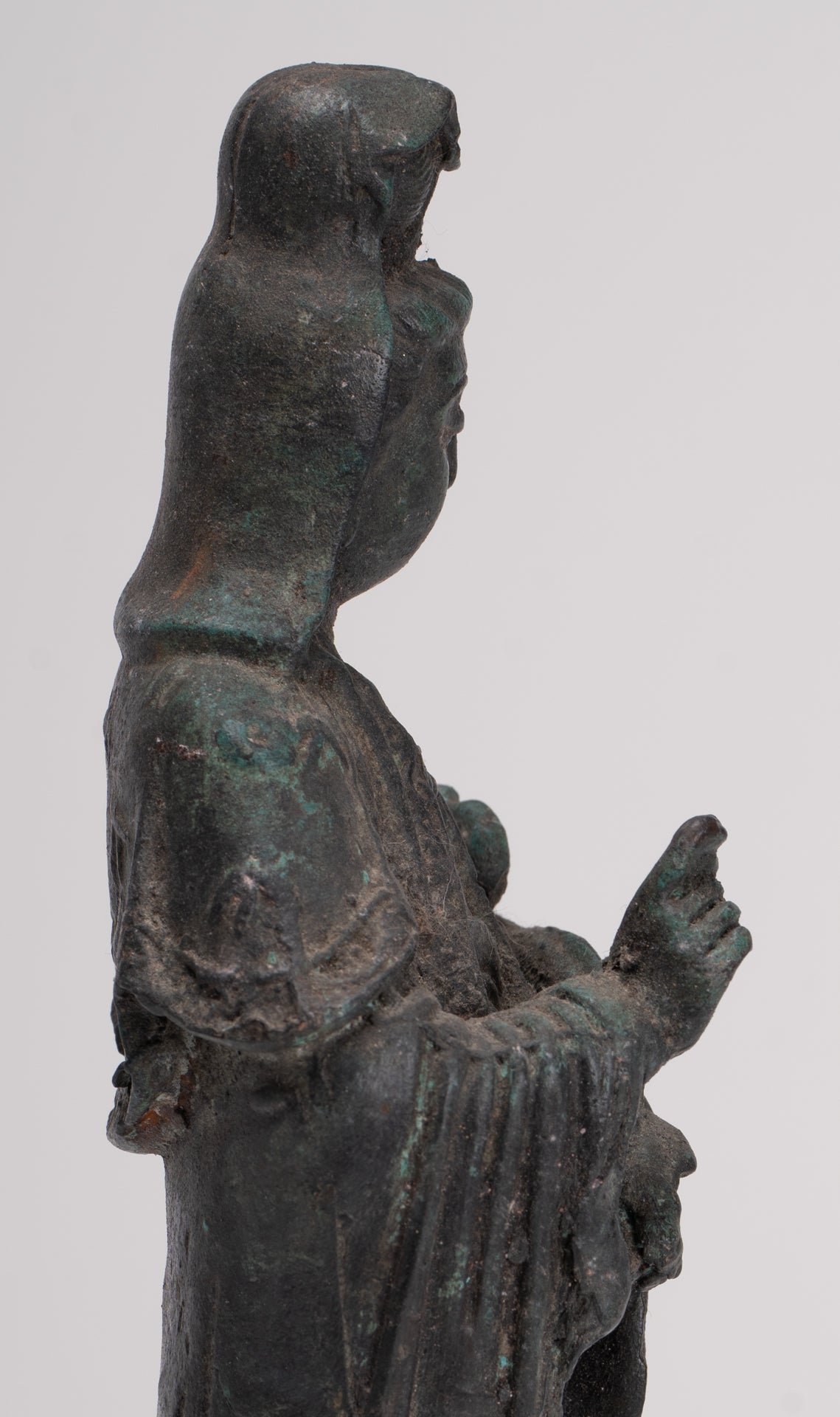 Antique Chinese Style Bronze Bodhisattvas Kwan Yin or Guanyin Statue - 26cm/10"