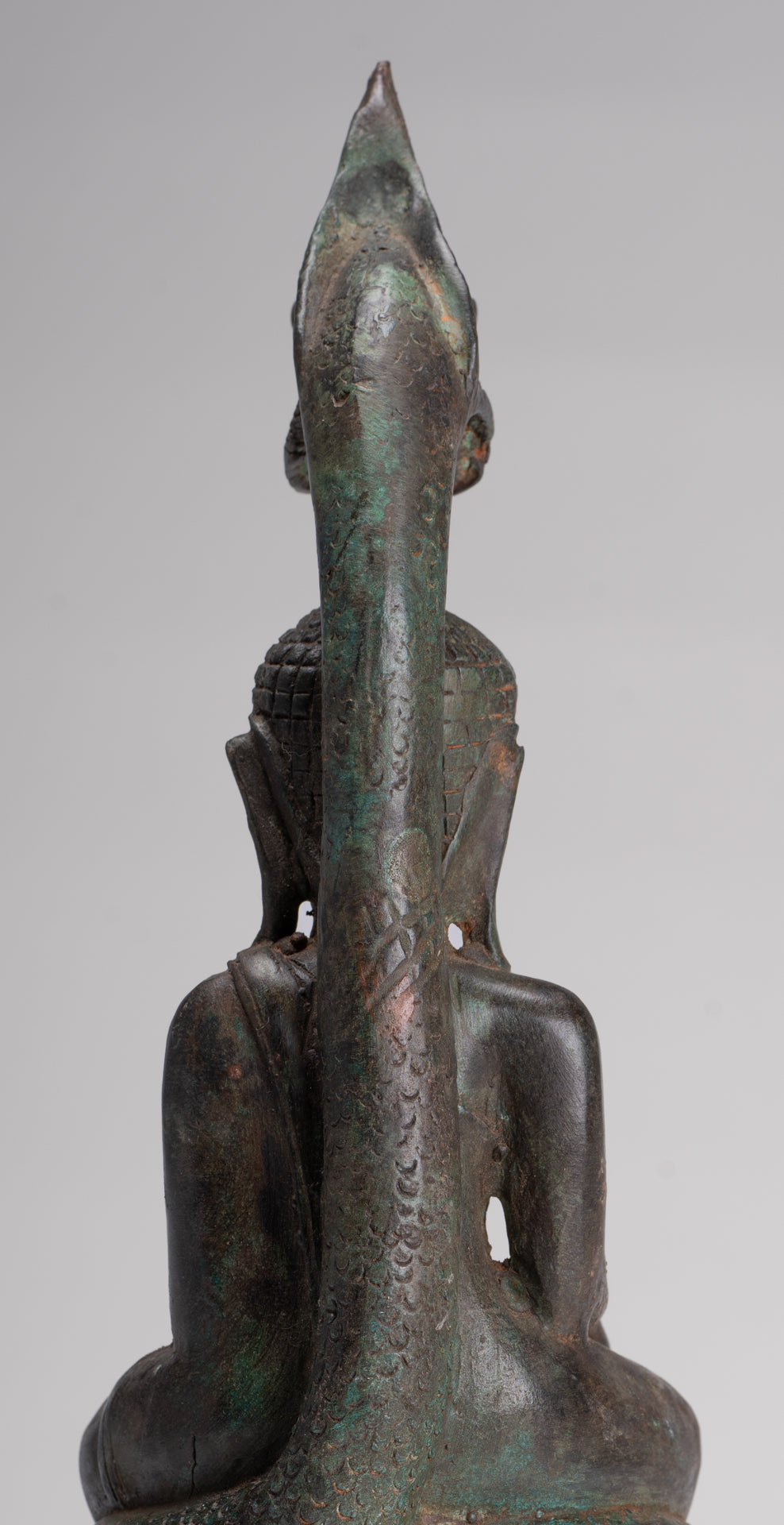 Buddha Statue - Antique Laos Style Bronze Enlightenment Naga Buddha Statue - 34cm/14"