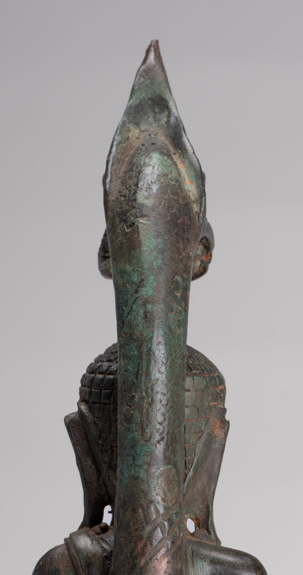 Buddha Statue - Antique Laos Style Bronze Enlightenment Naga Buddha Statue - 34cm/14"