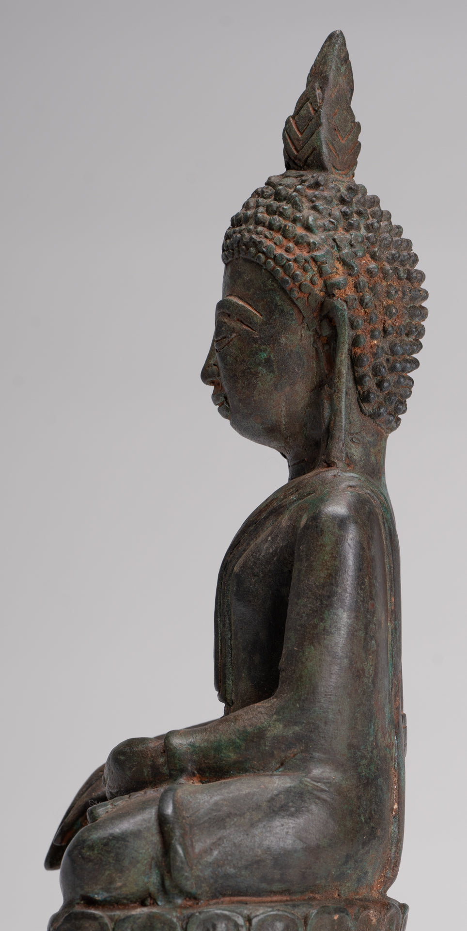 Buddha Statue - Antique Laos Style Bronze Enlightenment Elephant Buddha Statue - 30cm/12"