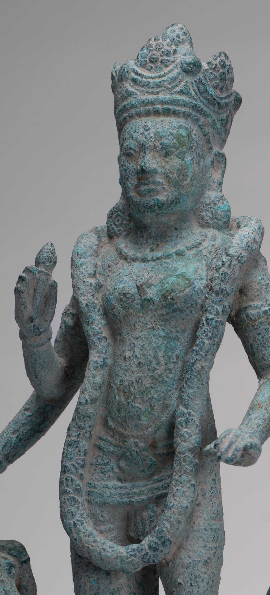 Vishnu Statue - Antique Phnom Da Style Khmer Vishnu with Gadanari and Chakrapurusha - 39cm/16"