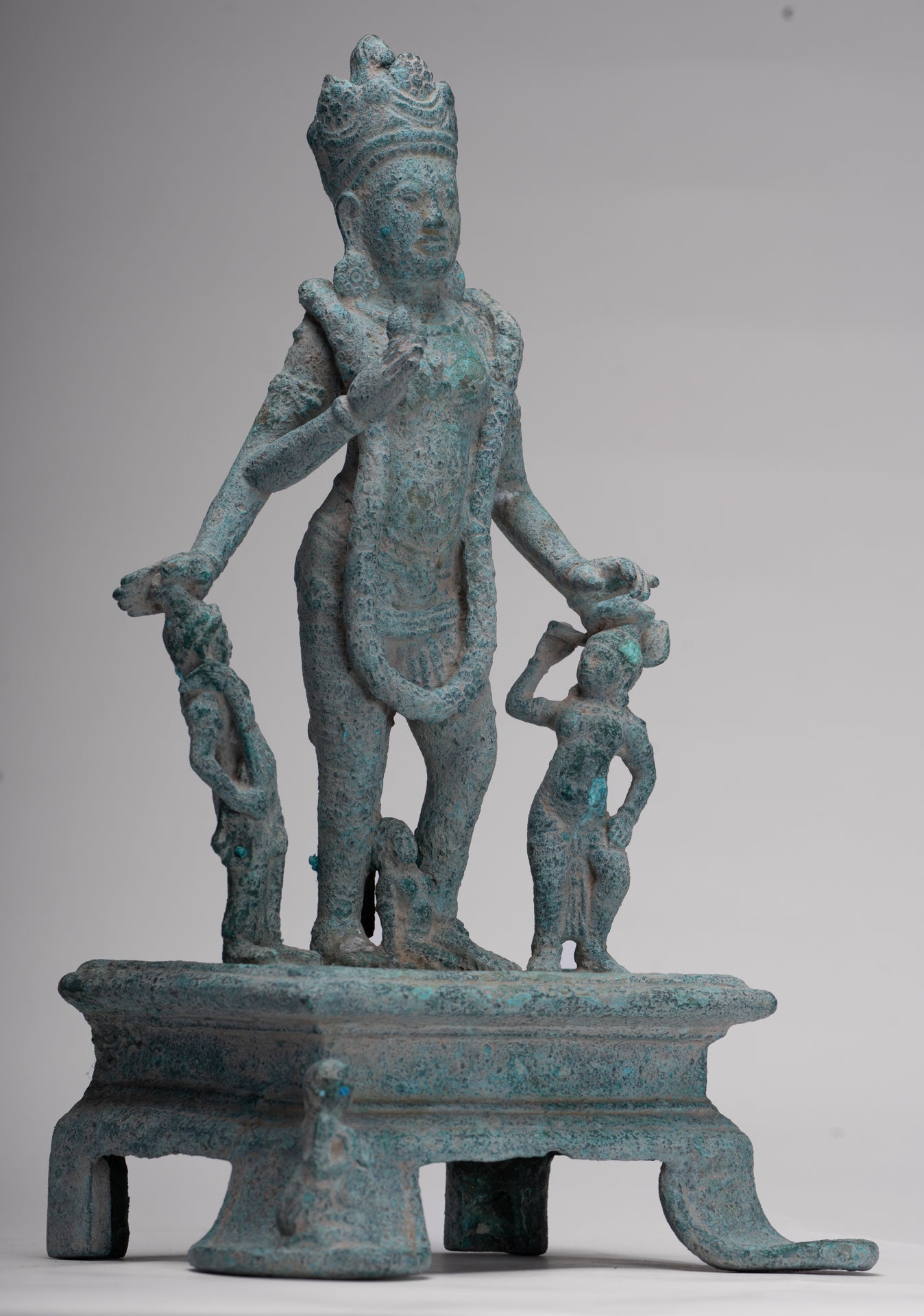 Vishnu Statue - Antique Phnom Da Style Khmer Vishnu with Gadanari and Chakrapurusha - 39cm/16"