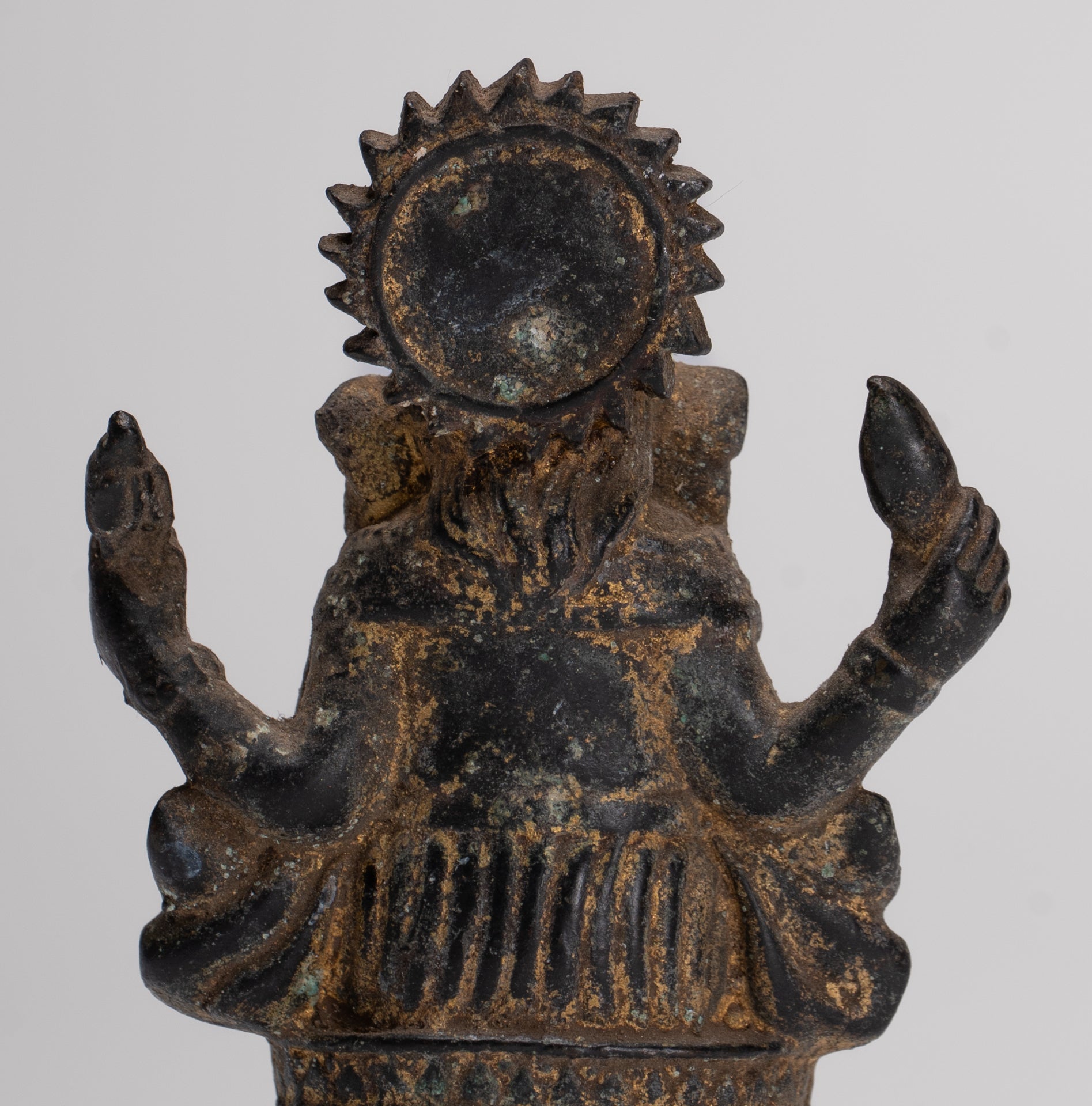 Ganesha Statue - Antique Thai Style Seated Bronze Ganesh Statue - 8cm/3"