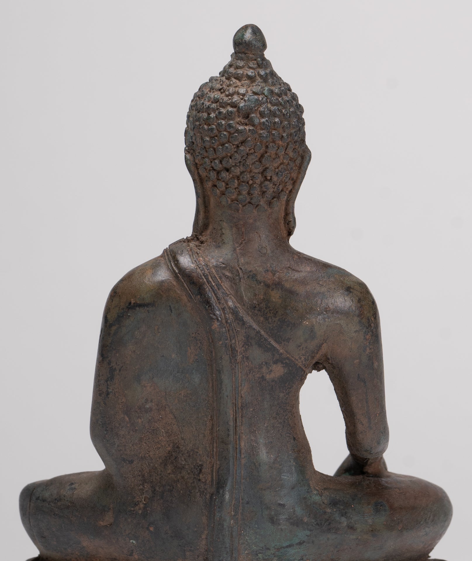Buddha Statue - Antique Thai Style Bronze Chiang Saen Enlightenment Buddha Statue - 15cm/6"