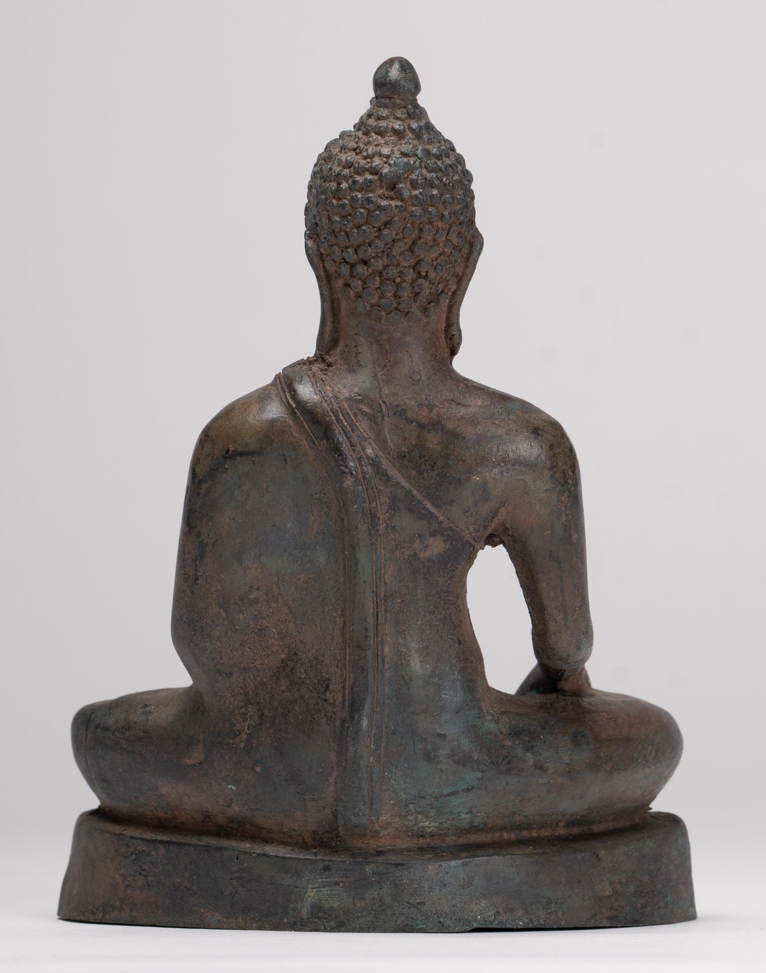 Buddha Statue - Antique Thai Style Bronze Chiang Saen Enlightenment Buddha Statue - 15cm/6"
