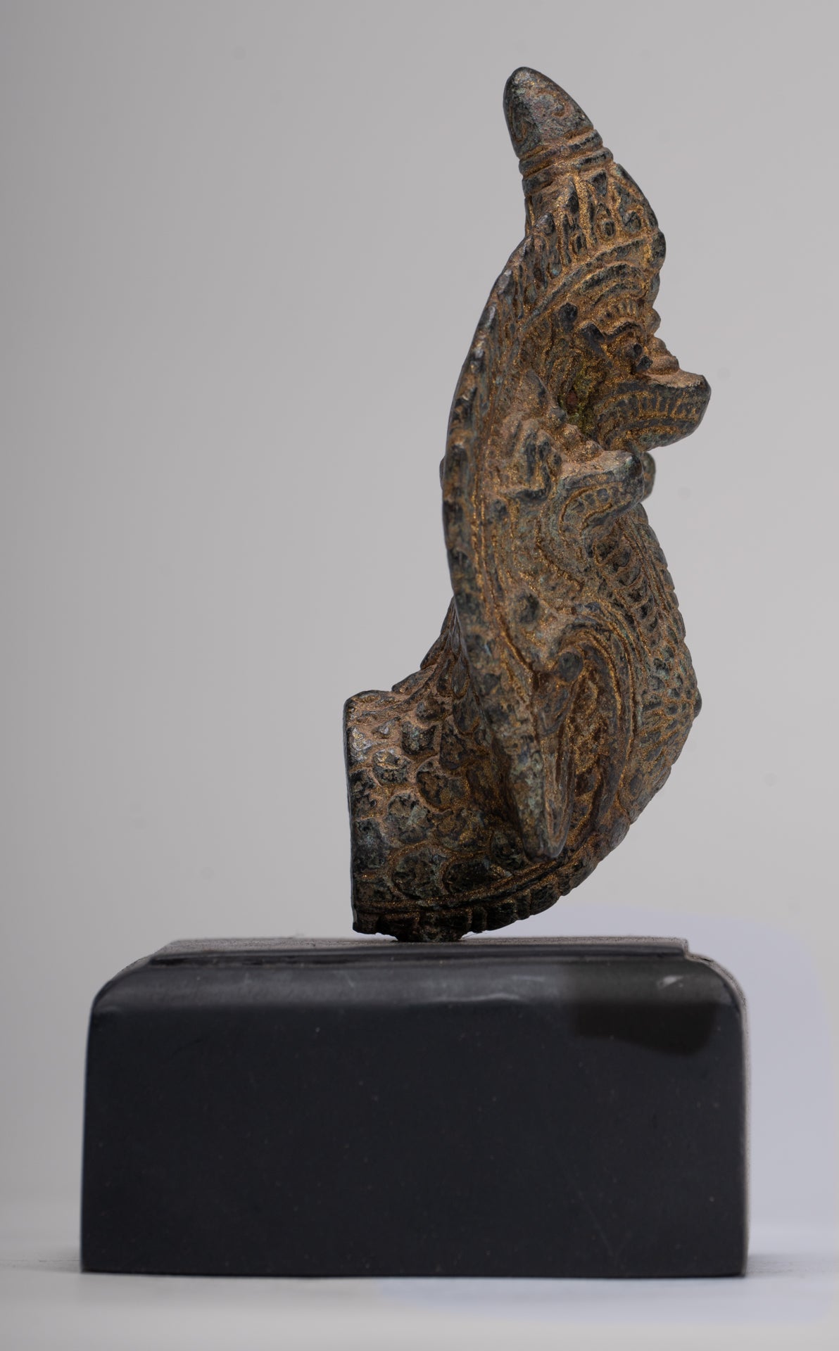 Naga Statue - Antique Khmer Style Bronze Protective Naga, Snake or Serpent Statue - 14cm/6"