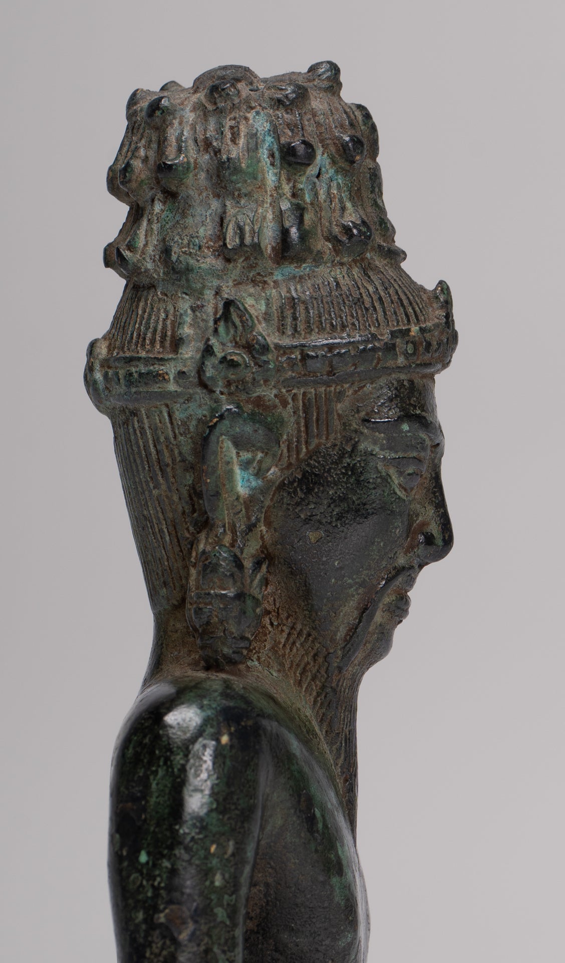 Rishi Statue - Antique Khmer Style Seated Bronze Rishi or Wise Man - 18cm/7"