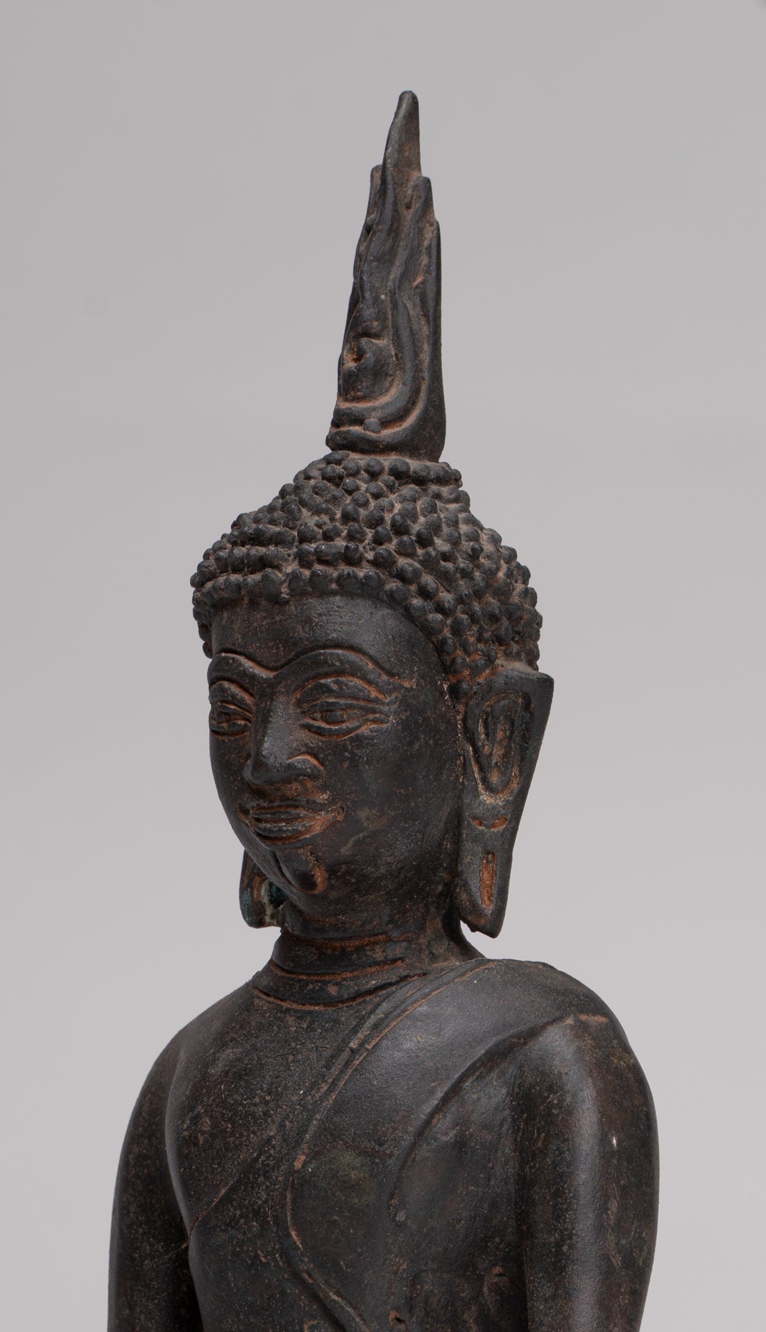 Buddha Statue - Antique Thai Style Chiang Rung Seated Enlightenment Buddha Statue - 32cm/13"