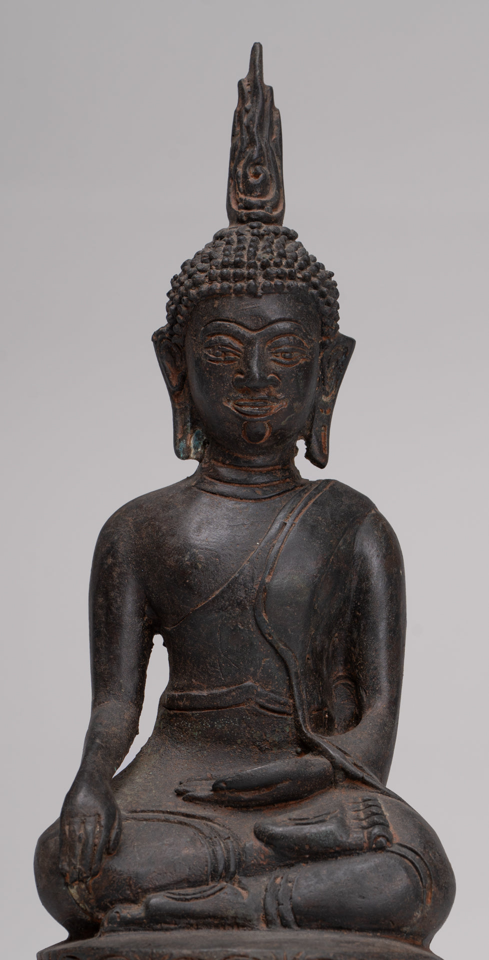 Buddha Statue - Antique Thai Style Chiang Rung Seated Enlightenment Buddha Statue - 32cm/13"