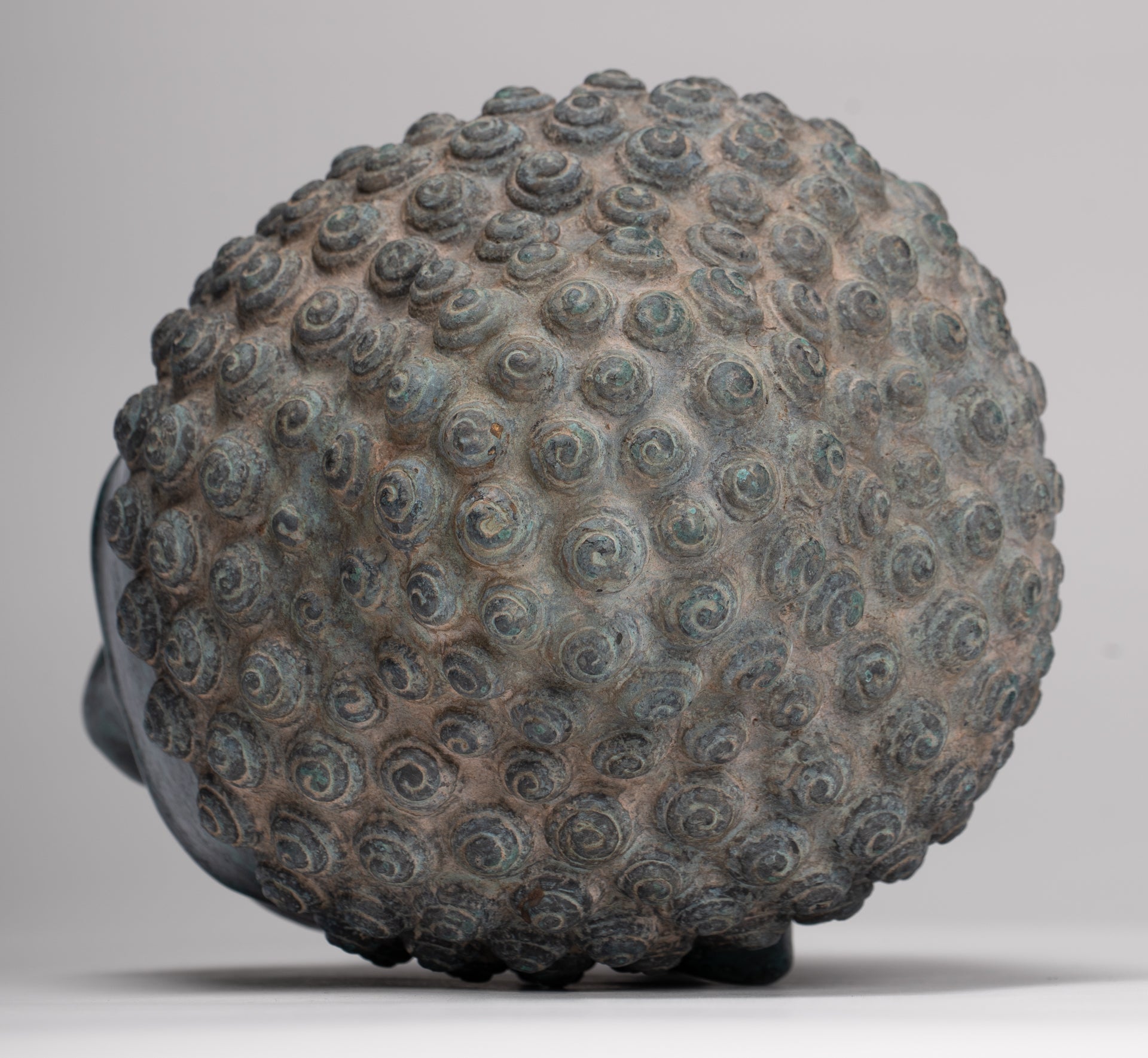 Buddha Statue - Antique Khmer Style Bronze Phnom Da Buddha Head - 30cm/12"