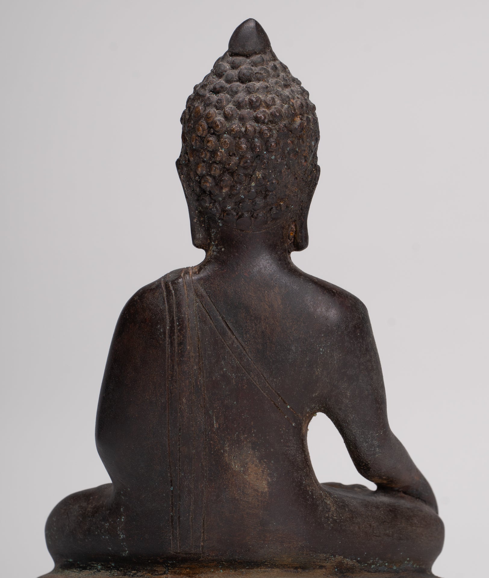 Buddha Statue - Antique Thai Style Bronze Chiang Saen Enlightenment Buddha Statue - 23cm/9"
