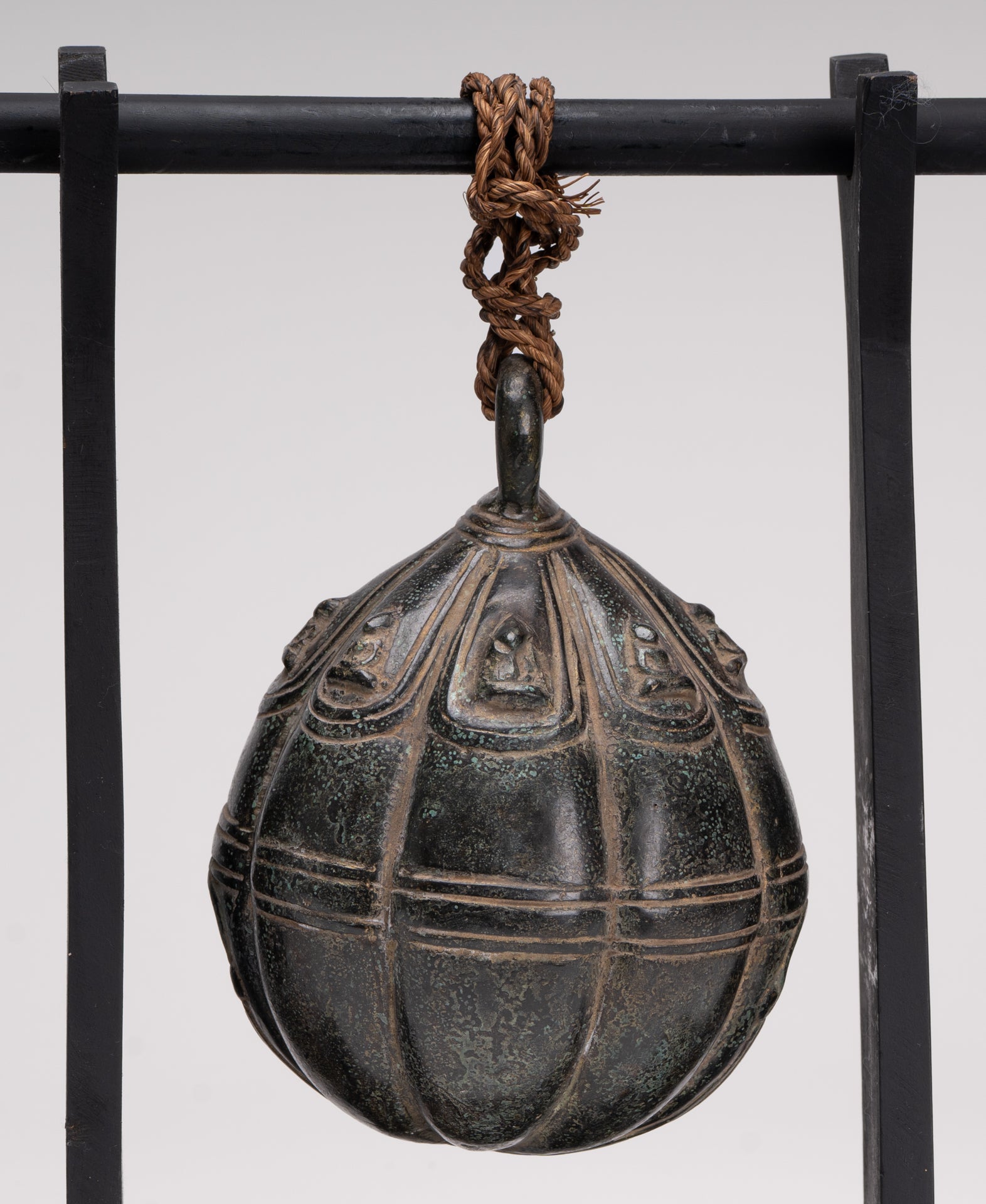 Antique Khmer Style Bronze Mounted Buddha Bell - 29cm/12"