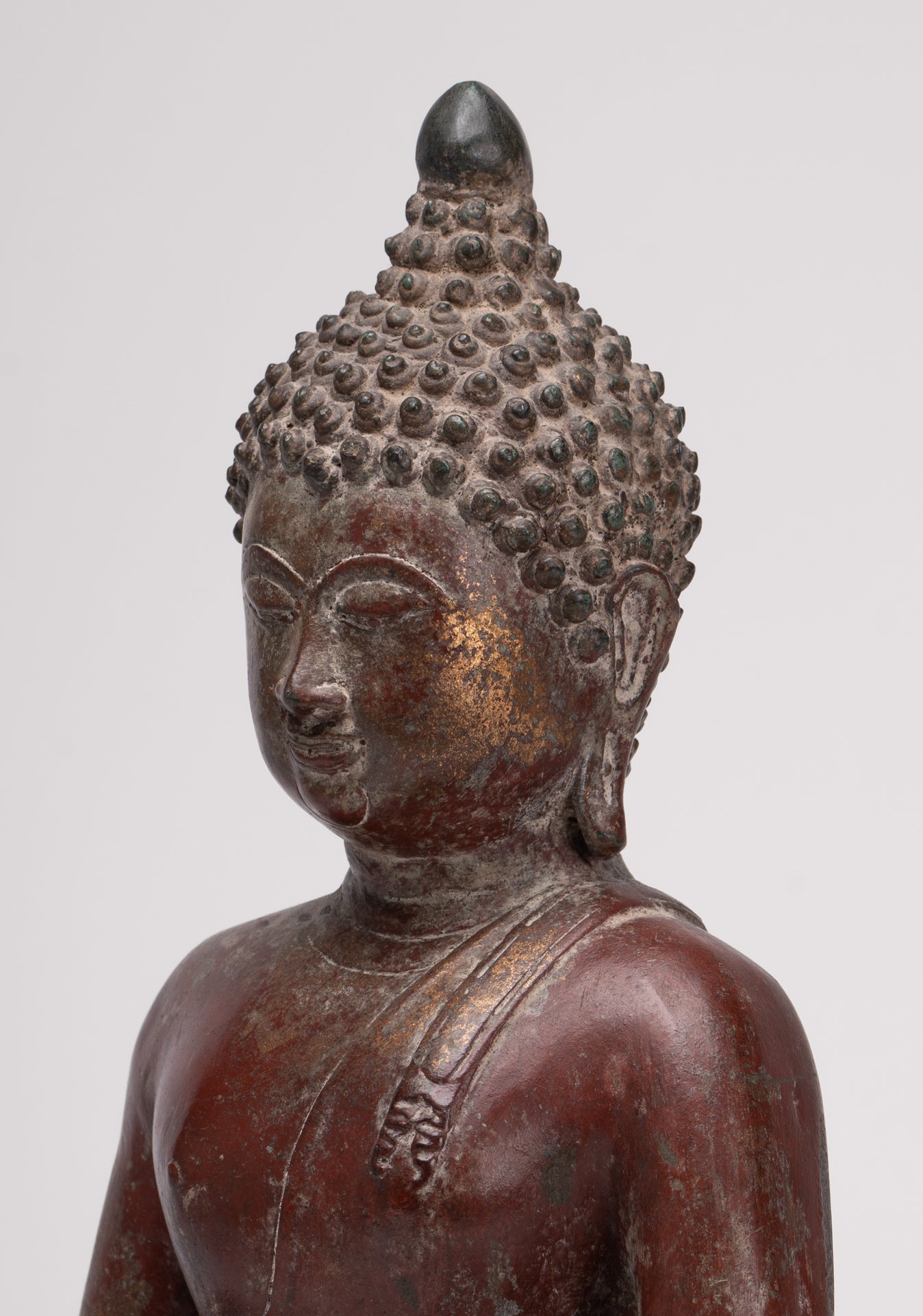 Buddha Statue - Antique Thai Style Bronze Chiang Saen Enlightenment Buddha Statue - 41cm/16"