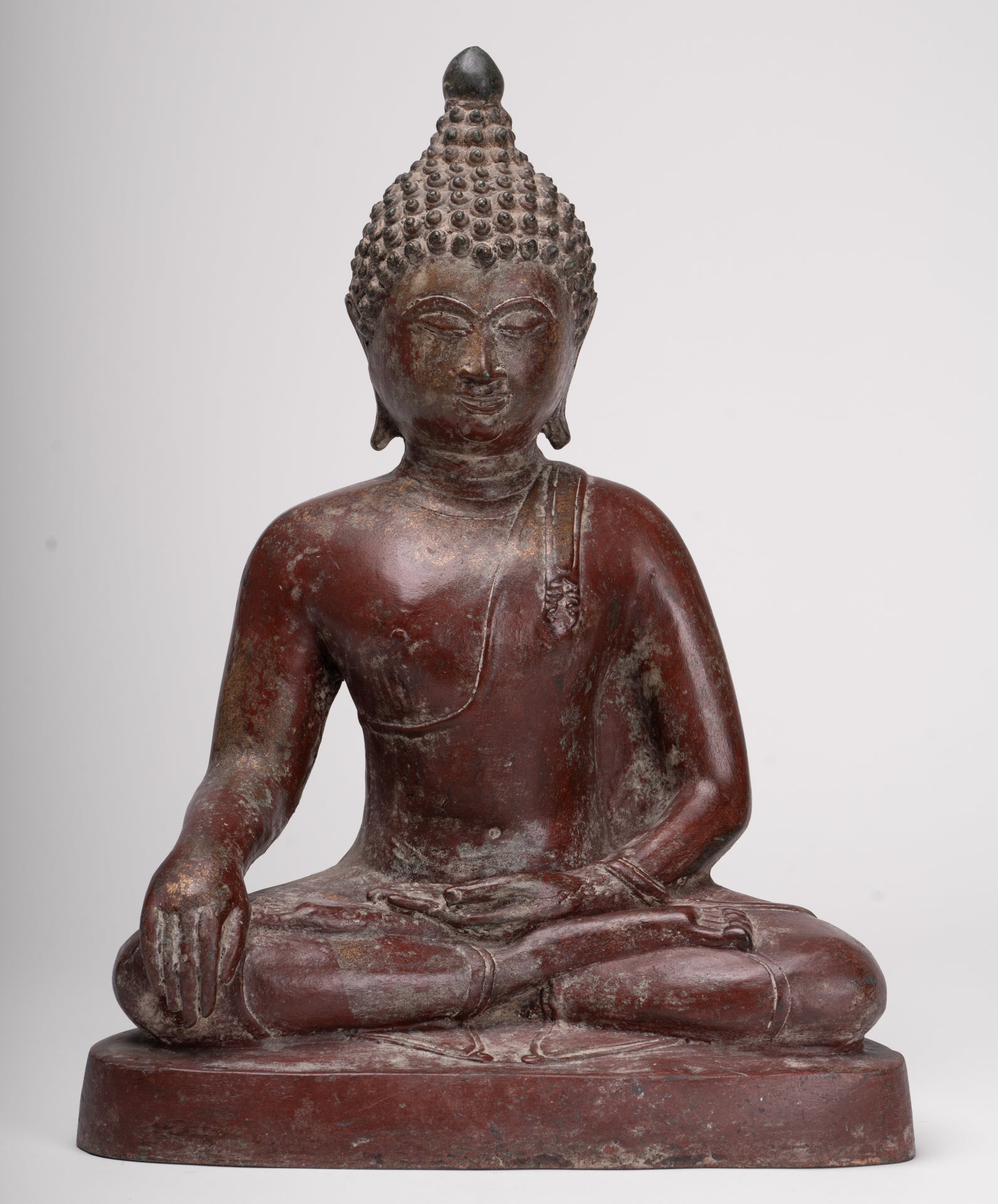 Buddha Statue - Antique Thai Style Bronze Chiang Saen Enlightenment Buddha Statue - 41cm/16"