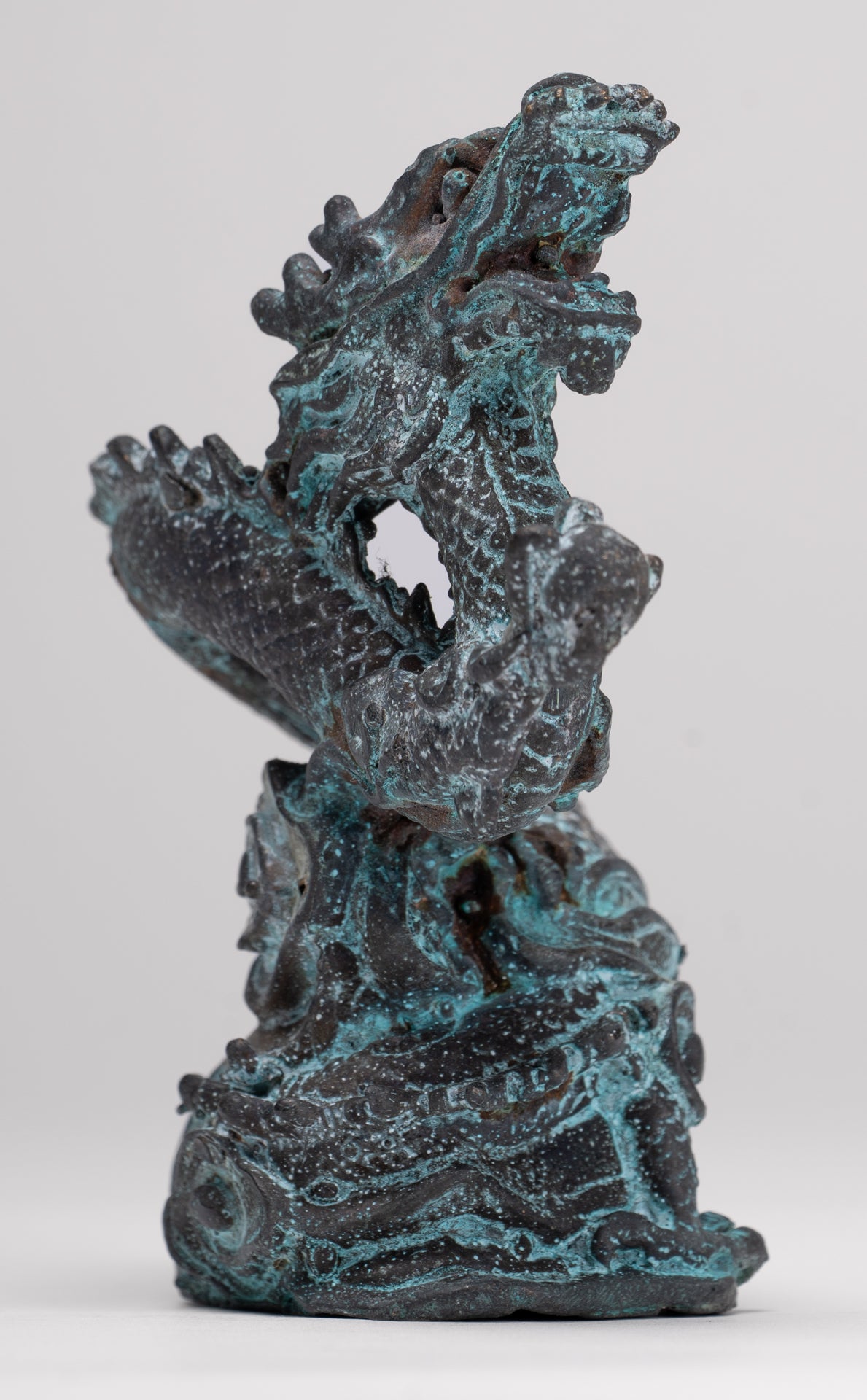 Chinese Dragon - Antique Chinese Style Bronze Dragon Statue - 10cm/4"