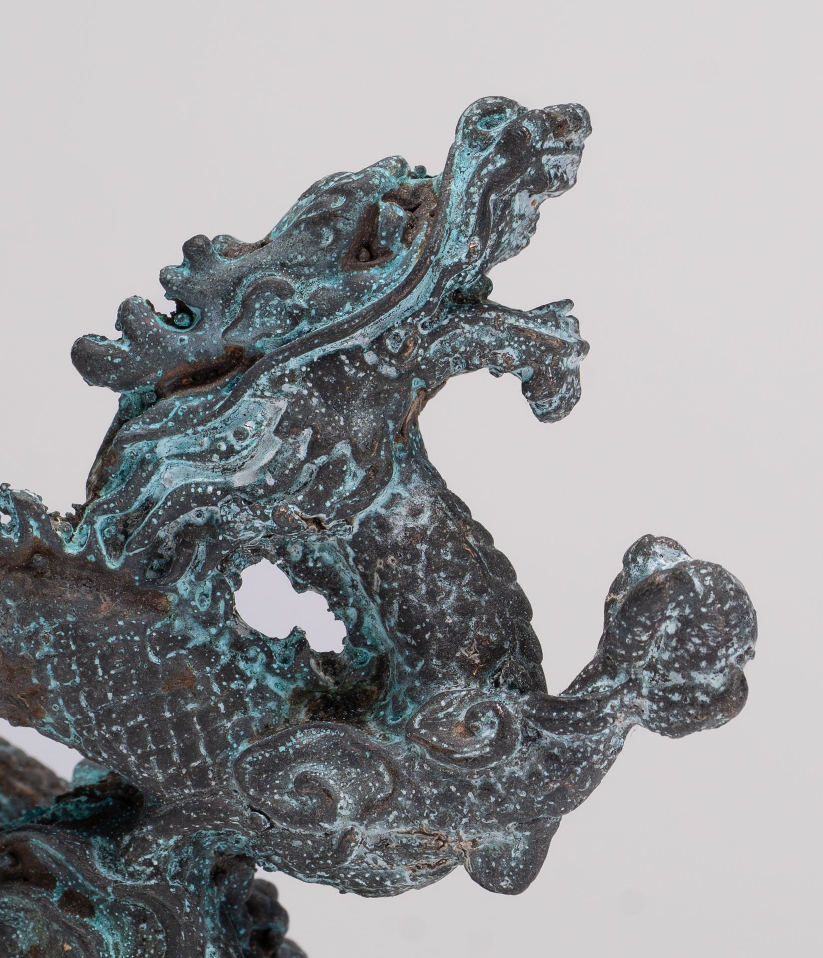 Chinese Dragon - Antique Chinese Style Bronze Dragon Statue - 10cm/4"