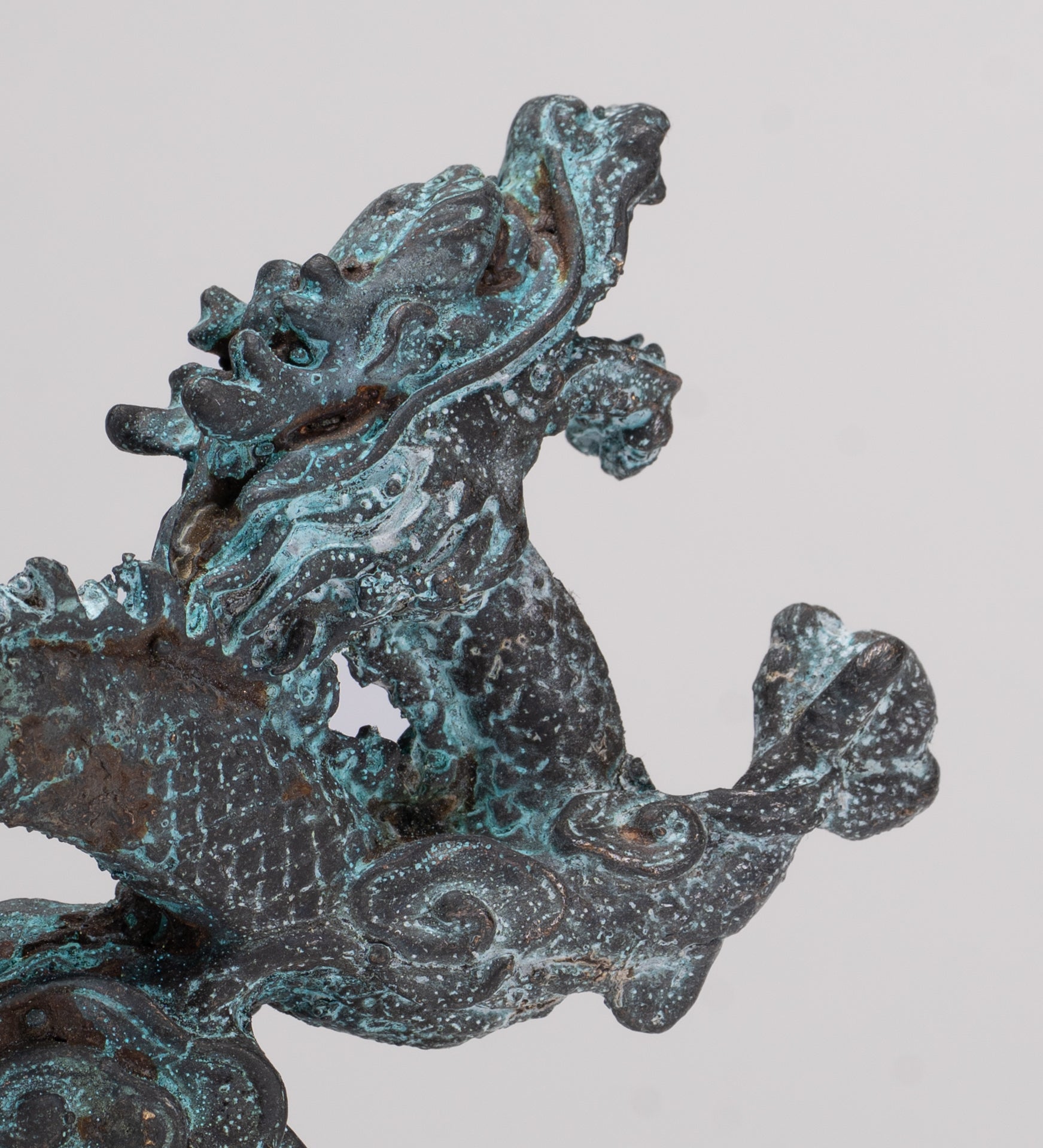 Chinese Dragon - Antique Chinese Style Bronze Dragon Statue - 10cm/4"