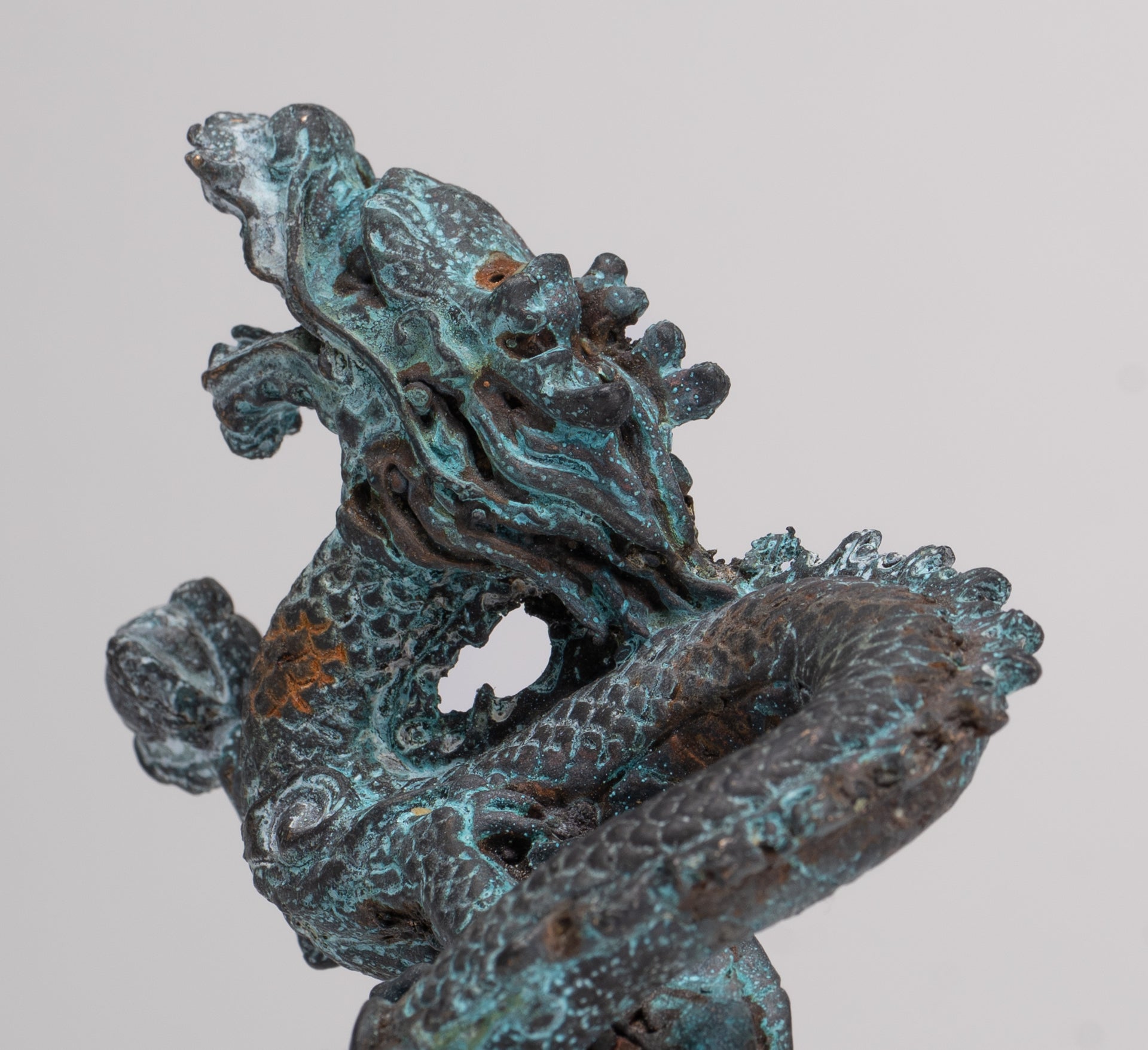 Chinese Dragon - Antique Chinese Style Bronze Dragon Statue - 10cm/4"