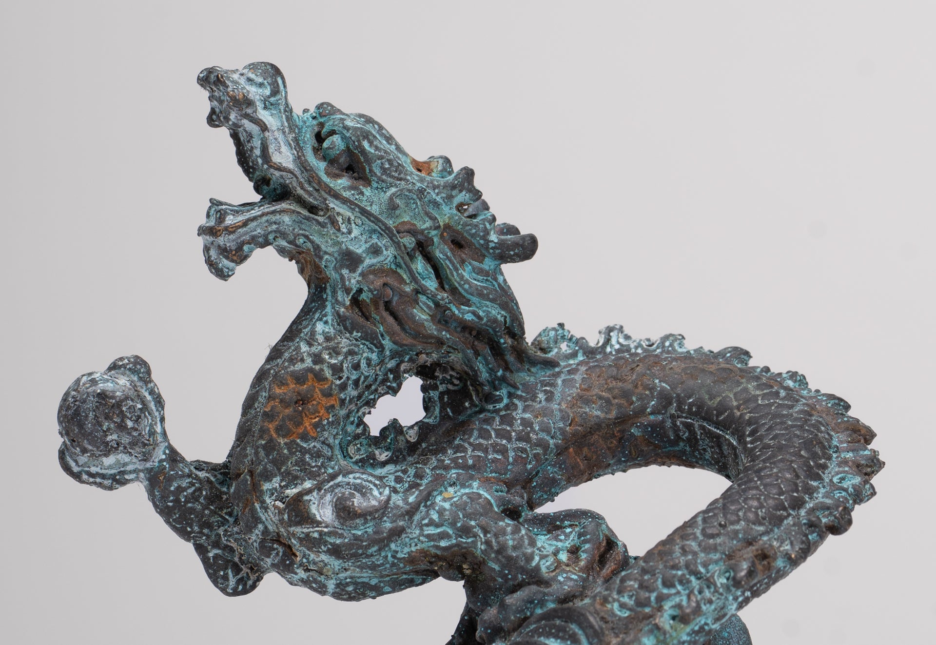 Chinese Dragon - Antique Chinese Style Bronze Dragon Statue - 10cm/4"