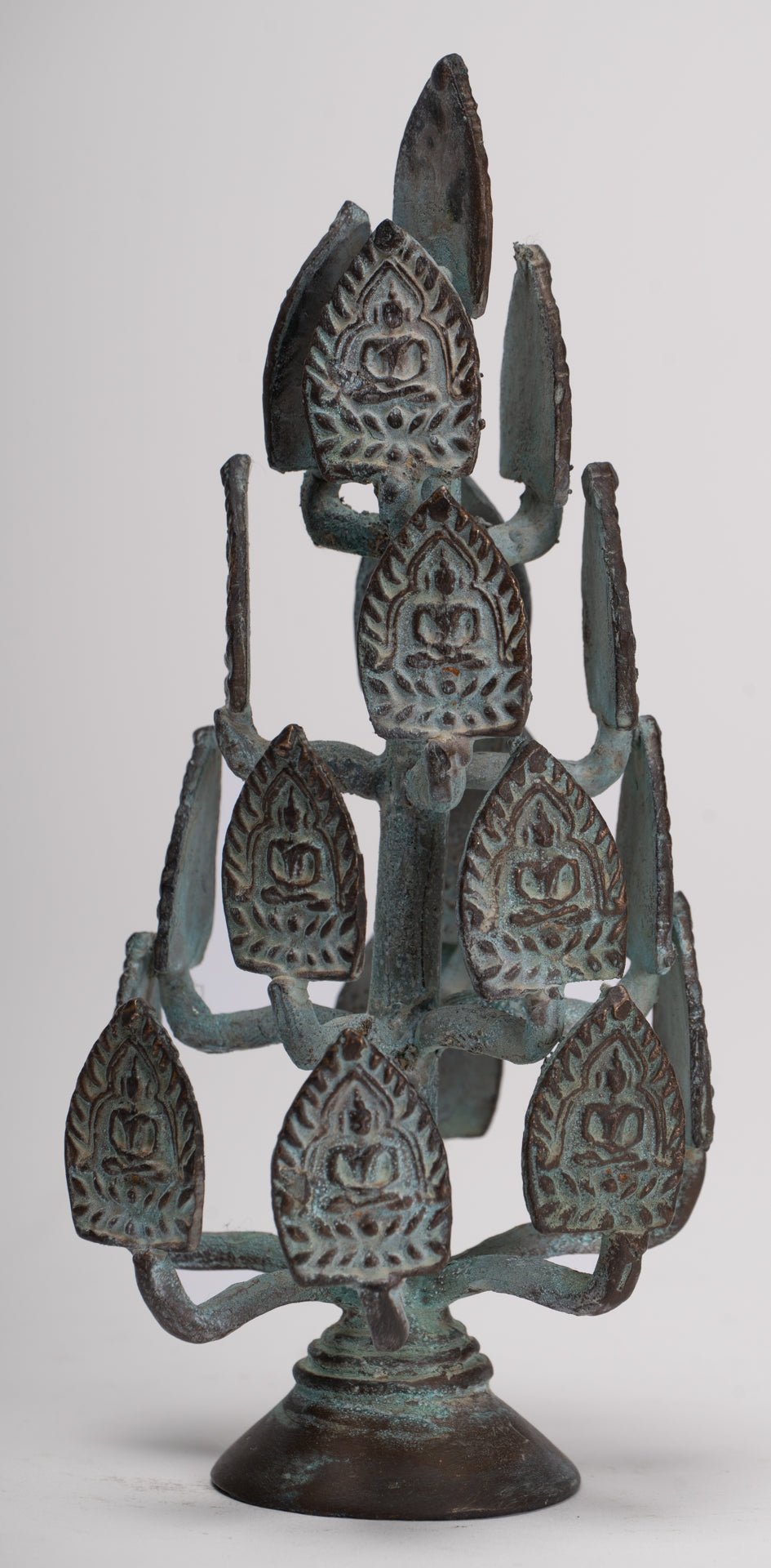 Buddha Sculpture - Antique Thai Style Bronze Seated Meditation Buddha Statues - 18cm/7" 