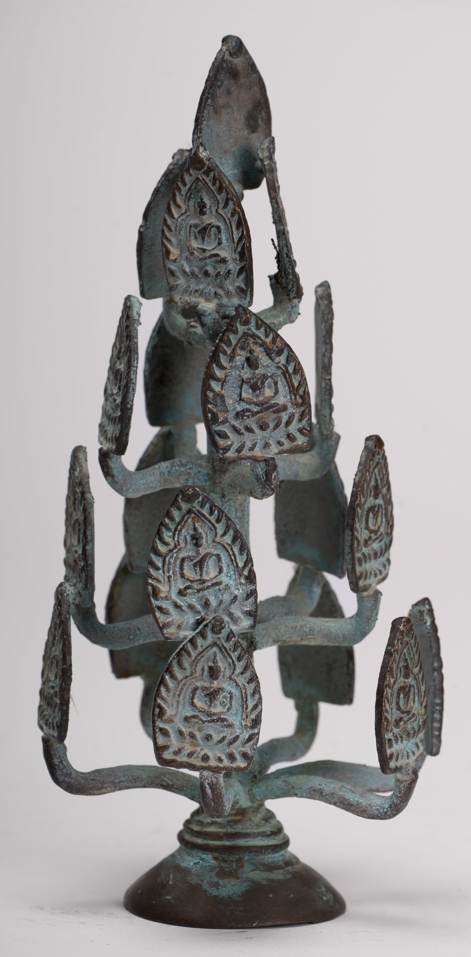 Buddha Sculpture - Antique Thai Style Bronze Seated Meditation Buddha Statues - 18cm/7" 