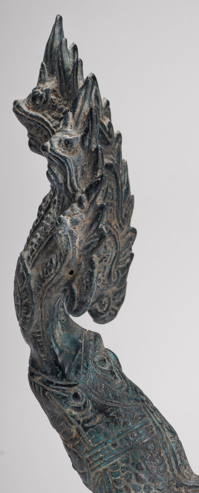 Naga Statue - Antique Khmer Style Bronze Protective Naga, Snake or Serpent Statue - 32cm/13"