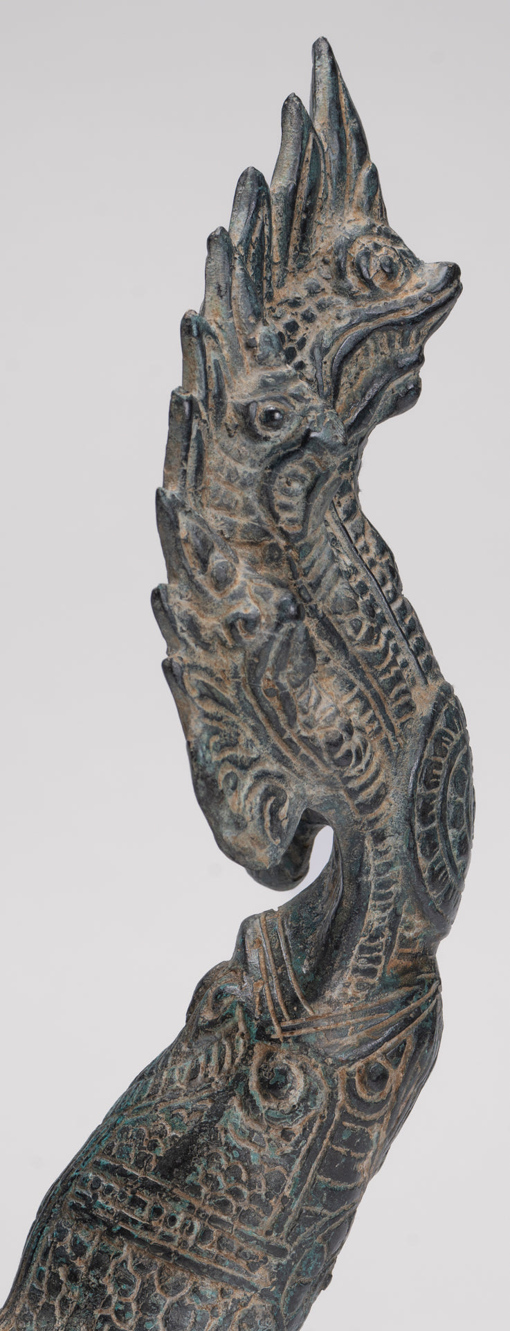 Naga Statue - Antique Khmer Style Bronze Protective Naga, Snake or Serpent Statue - 32cm/13"