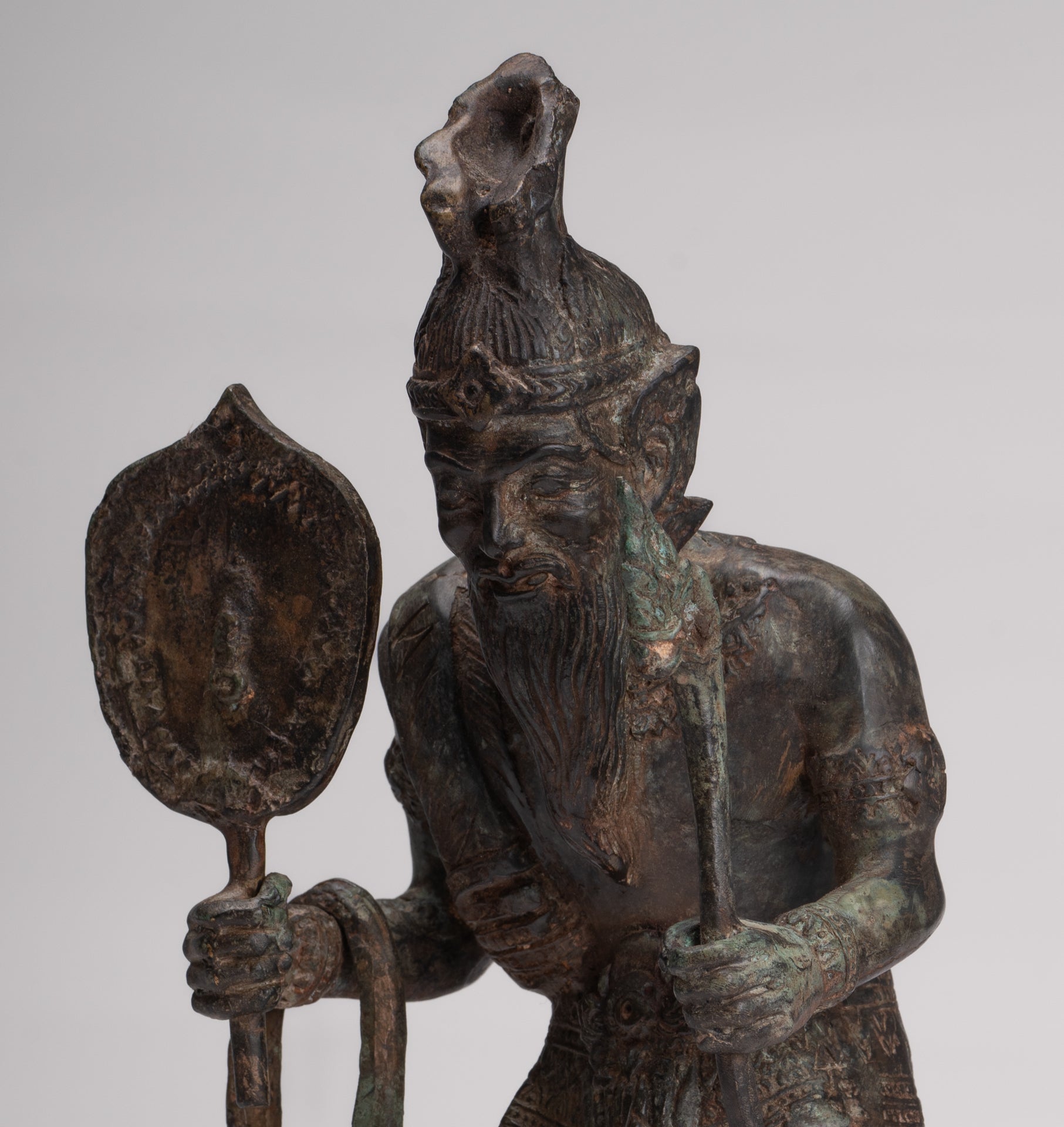 Rishi Statue - Antique Thai Style Seated Bronze Rishi or Wise Man - 36cm/14"