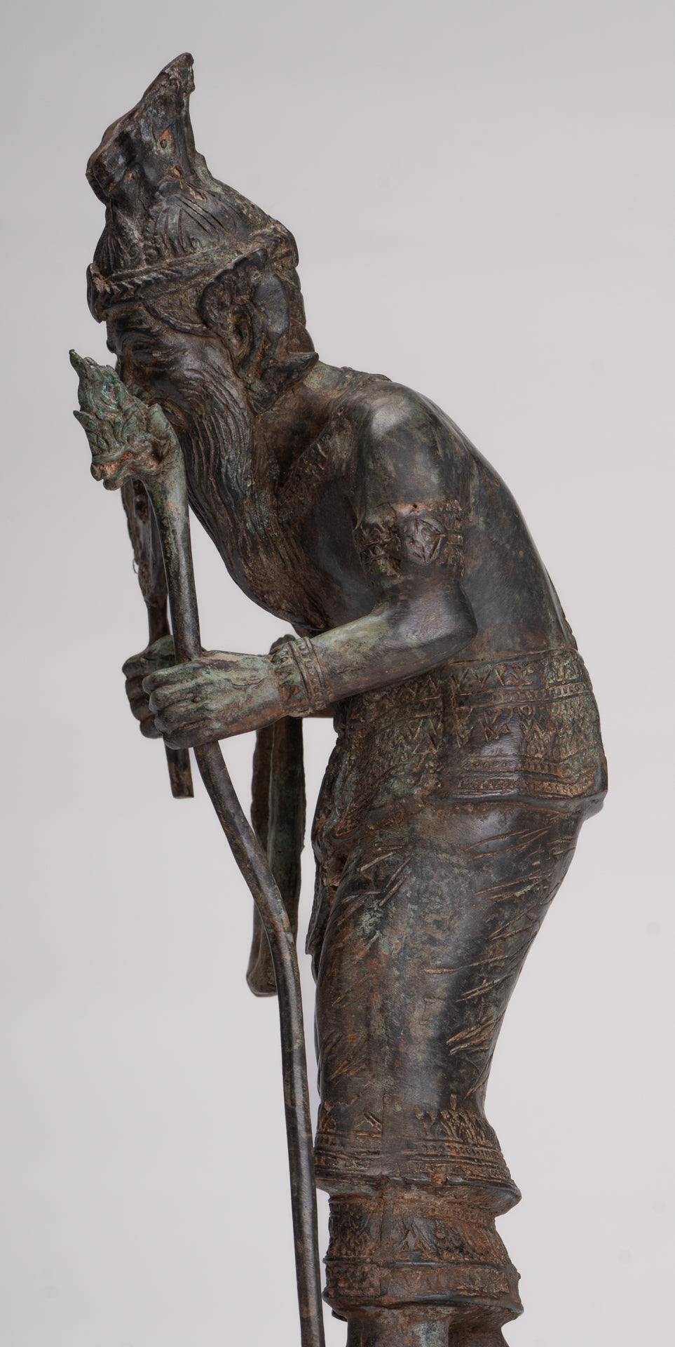 Rishi Statue - Antique Thai Style Seated Bronze Rishi or Wise Man - 36cm/14"