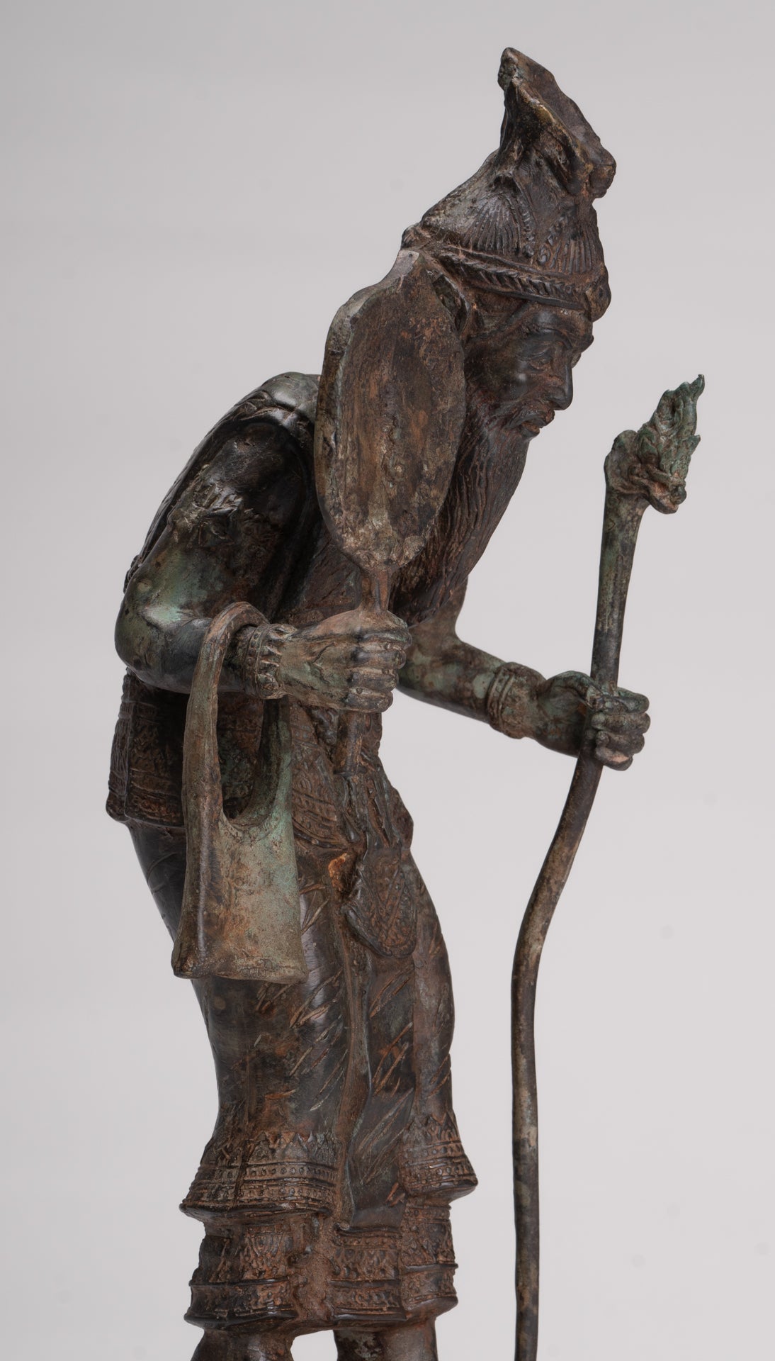 Rishi Statue - Antique Thai Style Seated Bronze Rishi or Wise Man - 36cm/14"